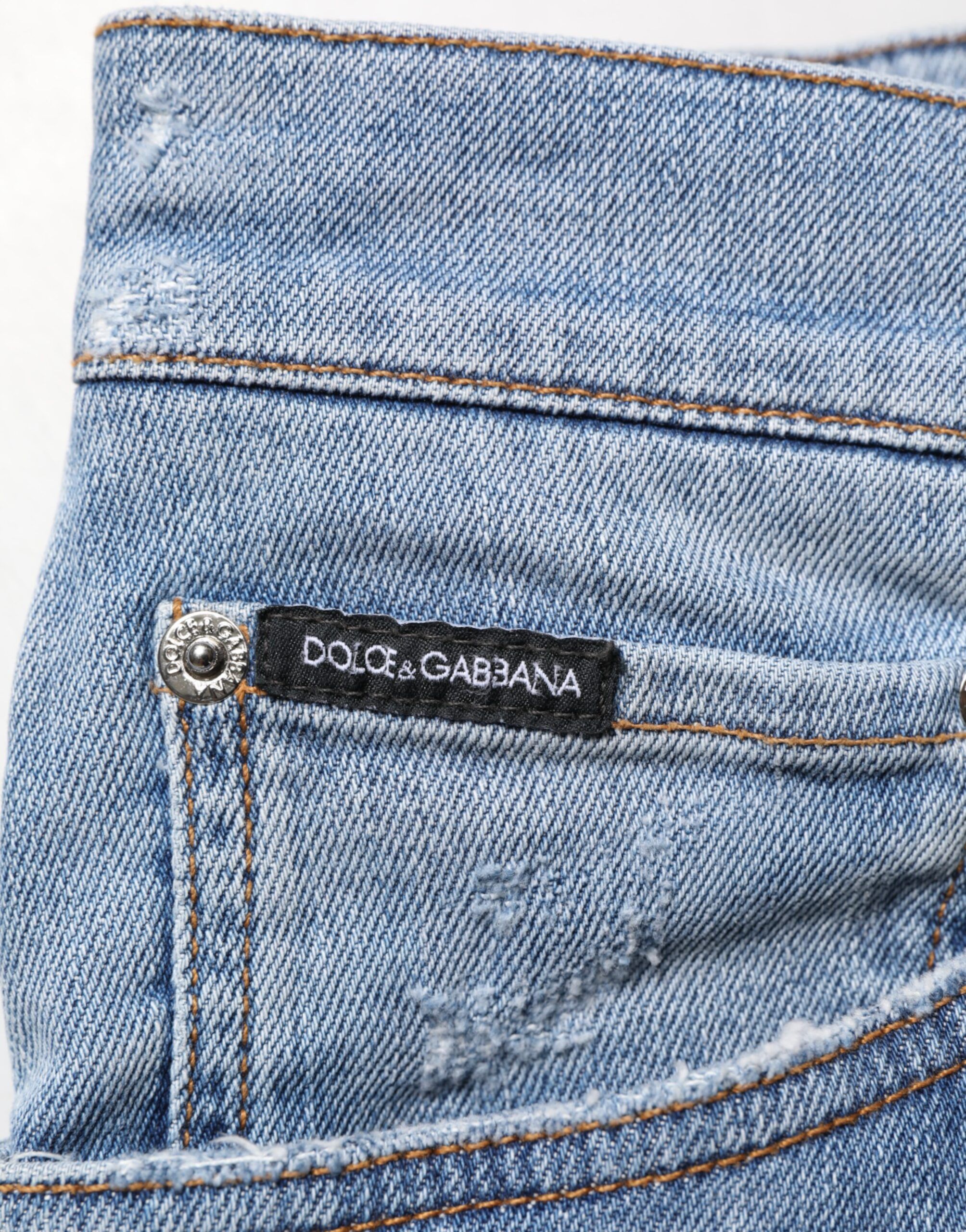 Tattered Slim Fit Cotton Denim Men's Jeans - Dolce & Gabbana - Modalova