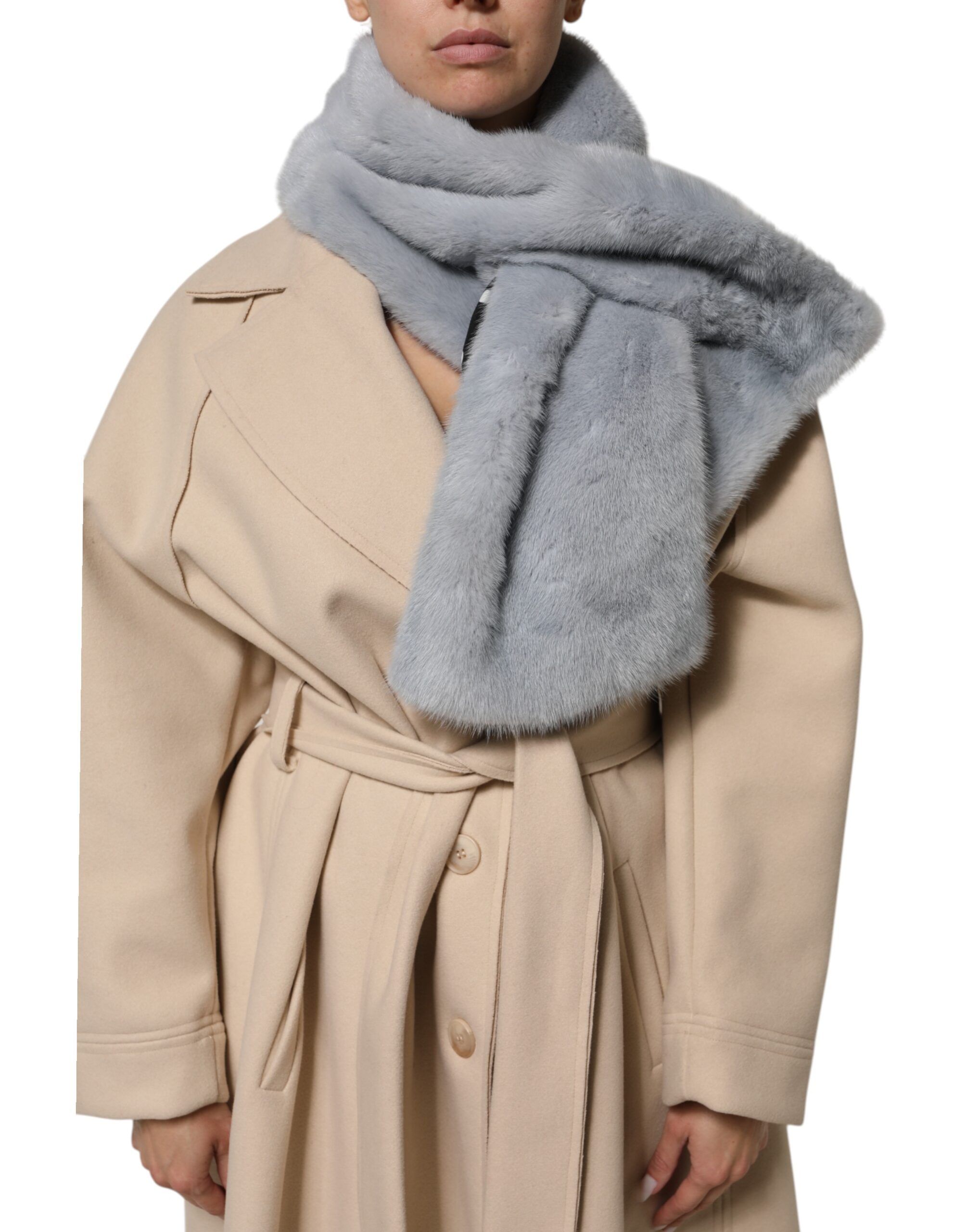 Powder Blue Mink Fur Neck Warmer Women's Scarf - Dolce & Gabbana - Modalova