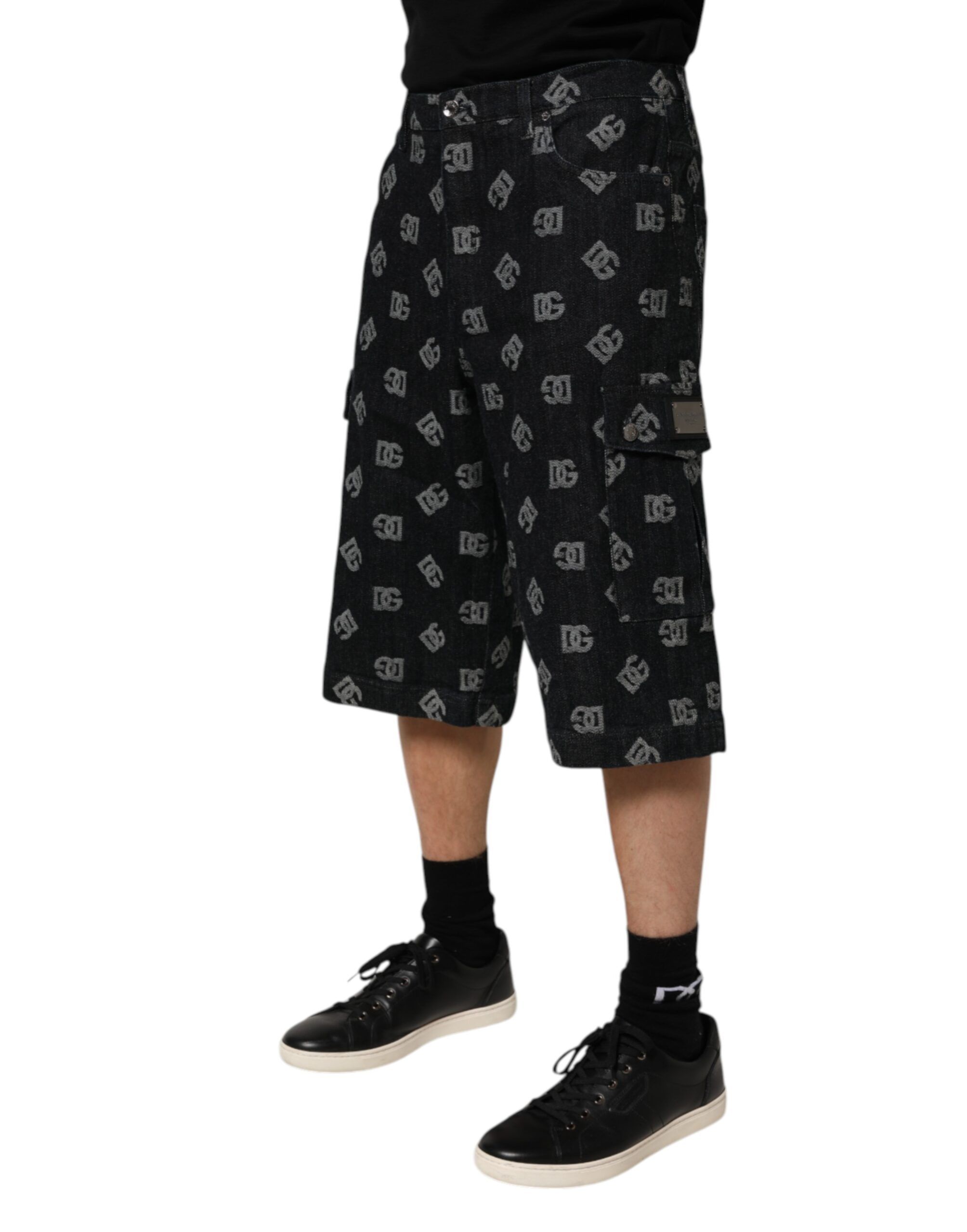 Monogram Denim Cargo Men Bermuda Men's Short - Dolce & Gabbana - Modalova
