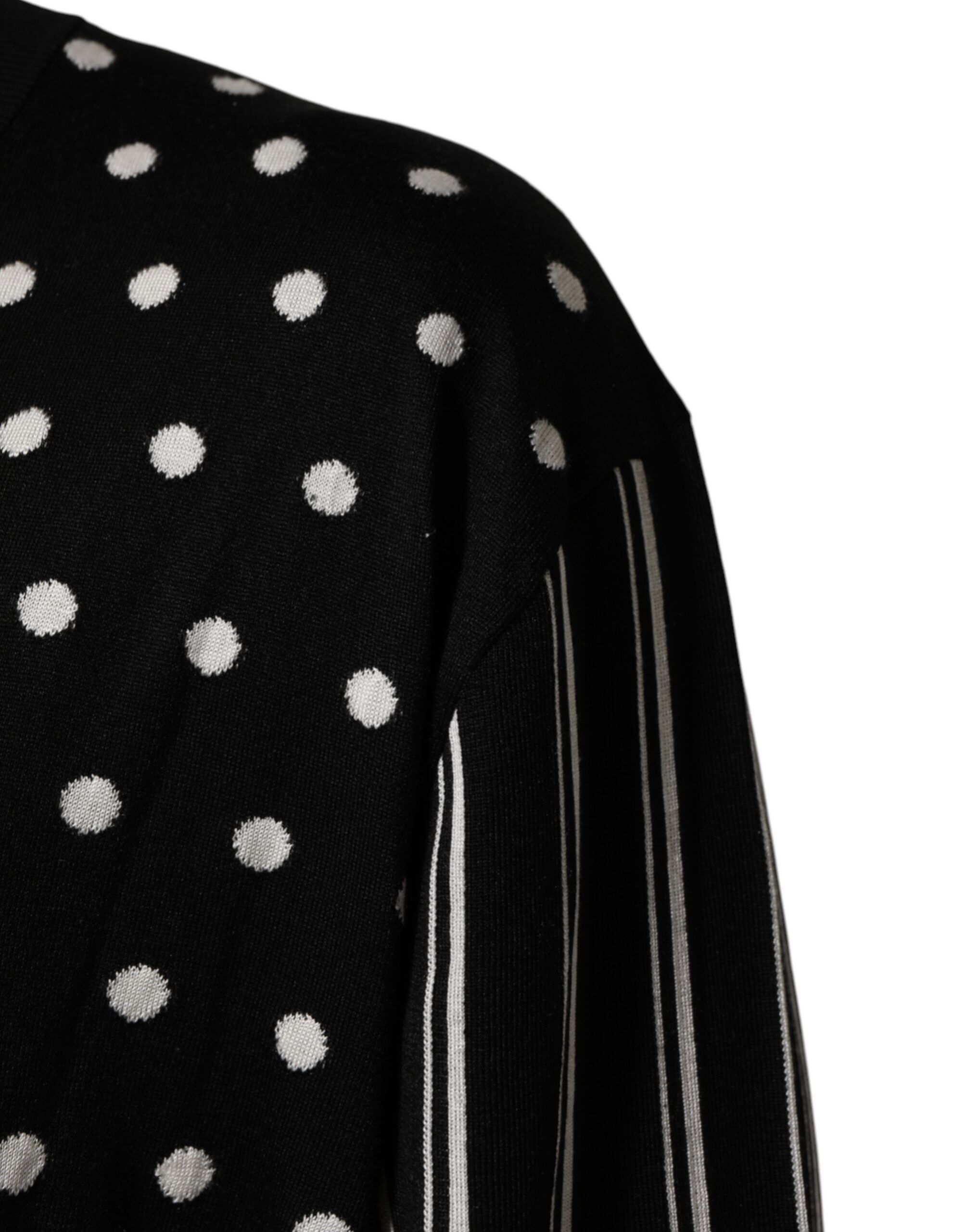 Black White Stripe Polka V-Neck Pullover Men's Sweater (Pre-Owned) - Dolce & Gabbana - Modalova