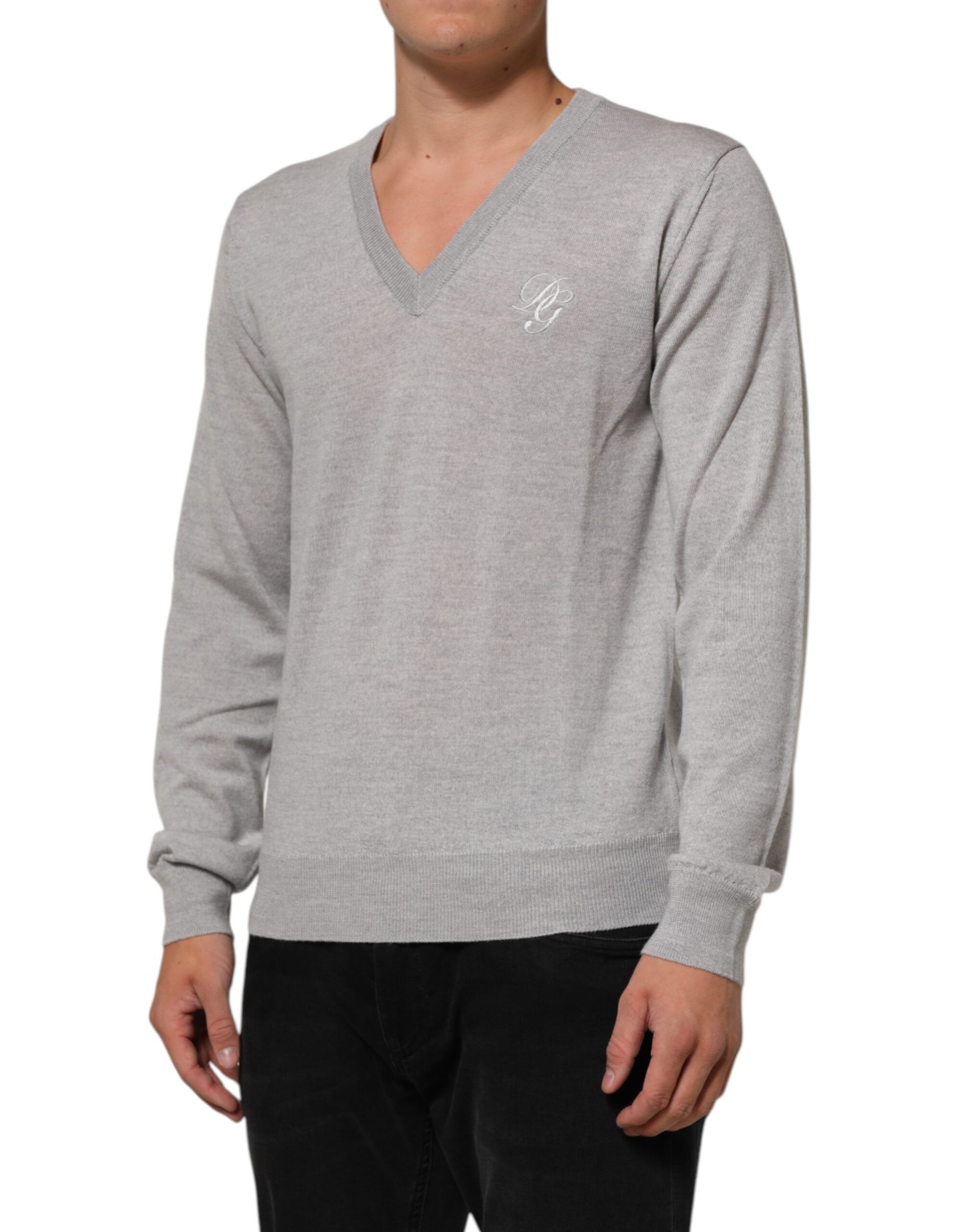 Wool Knit Logo V-Neck Pullover Men's Sweater (Pre-Owned) - Dolce & Gabbana - Modalova