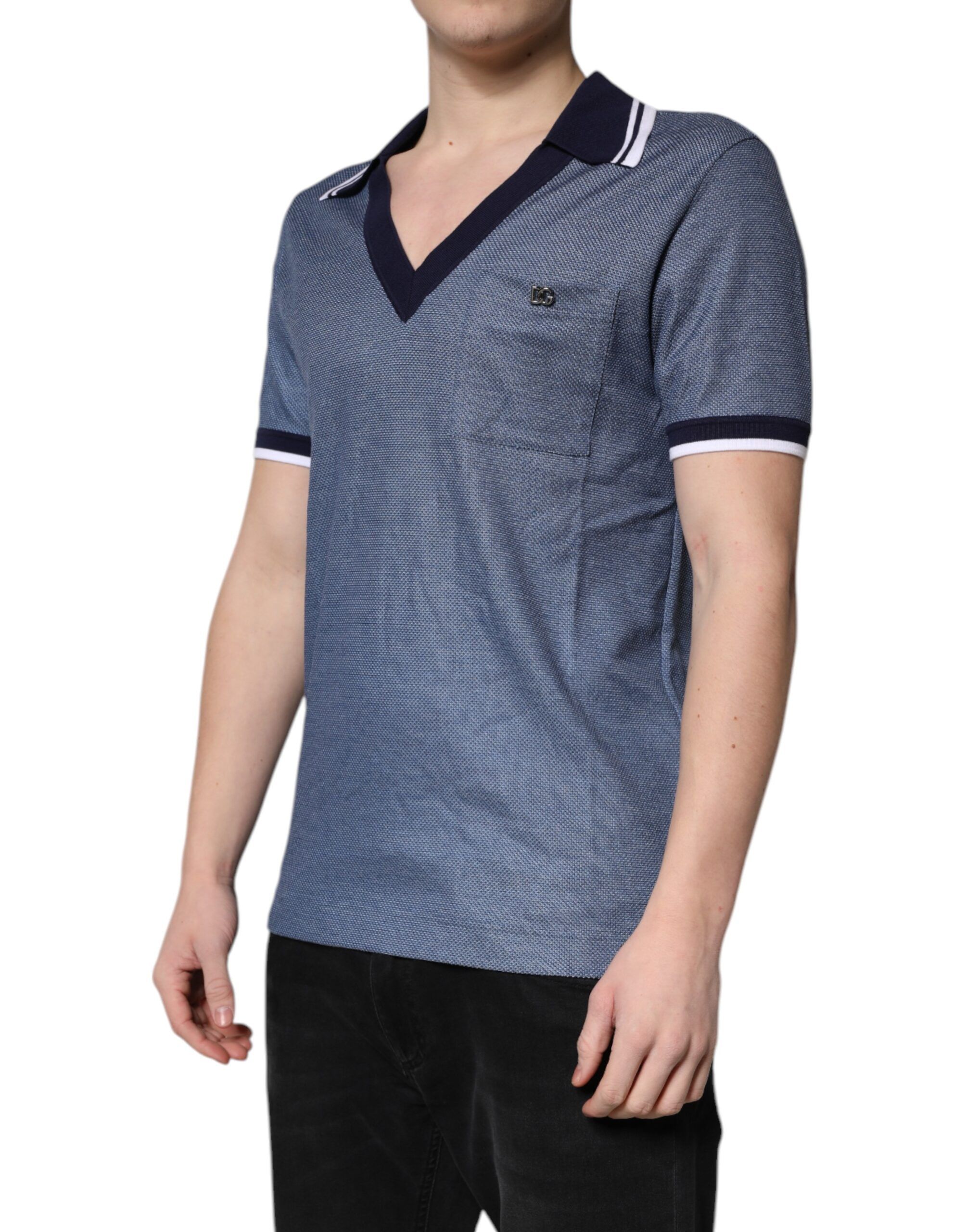 Collared V-neck Silk Blend Polo Men's T-shirt - Dolce & Gabbana - Modalova