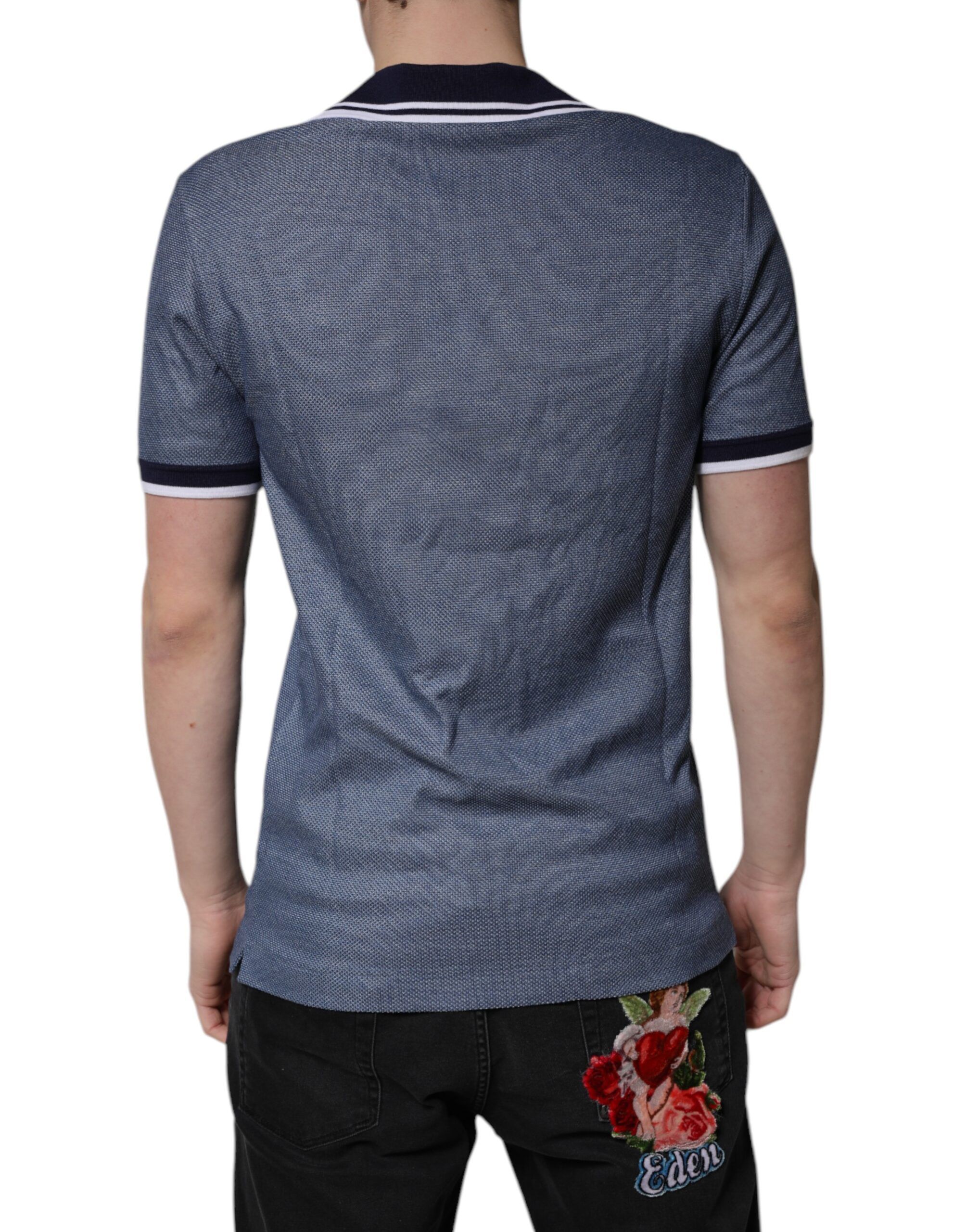 Collared V-neck Silk Blend Polo Men's T-shirt - Dolce & Gabbana - Modalova