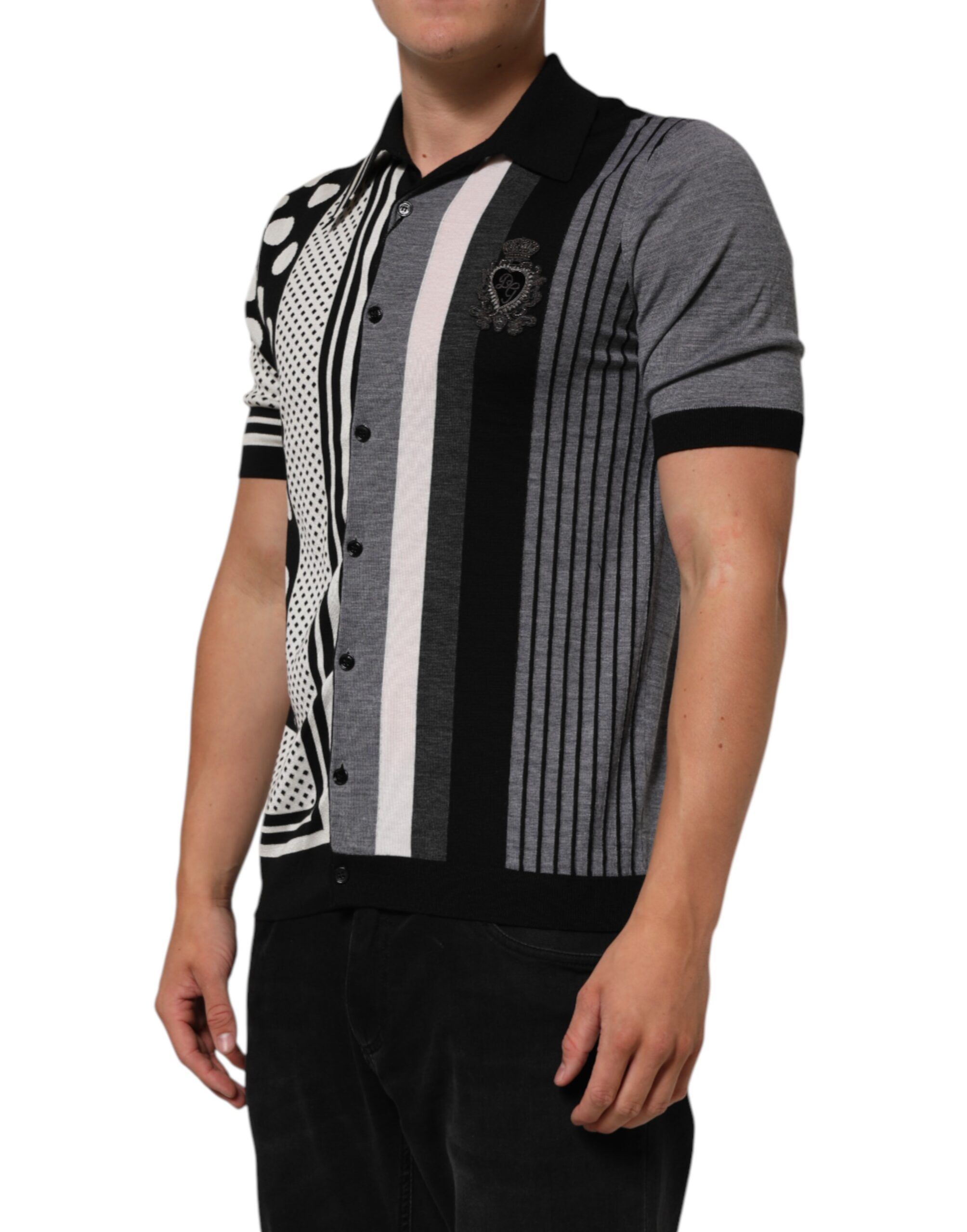 White Polka Dot Collared Polo Men's T-shirt (Pre-Owned) - Dolce & Gabbana - Modalova