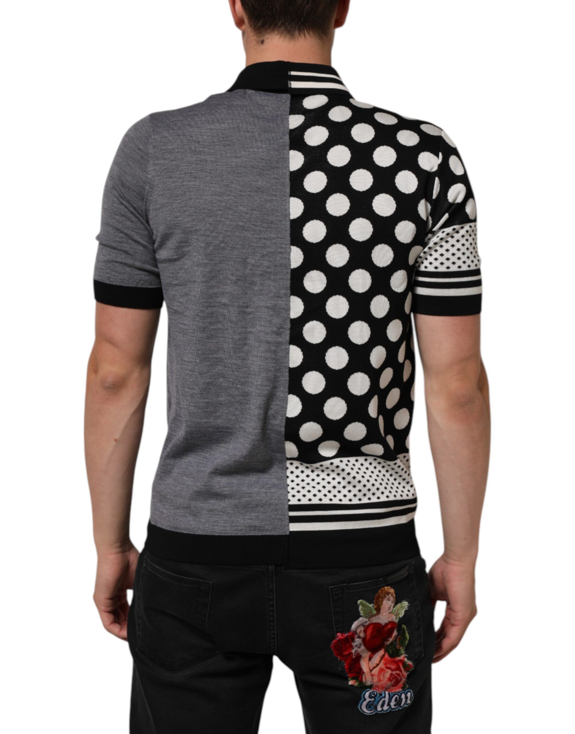 White Polka Dot Collared Polo Men's T-shirt (Pre-Owned) - Dolce & Gabbana - Modalova