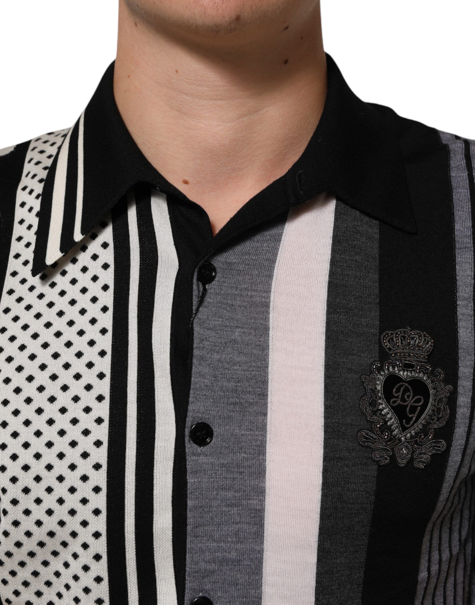 White Polka Dot Collared Polo Men's T-shirt (Pre-Owned) - Dolce & Gabbana - Modalova