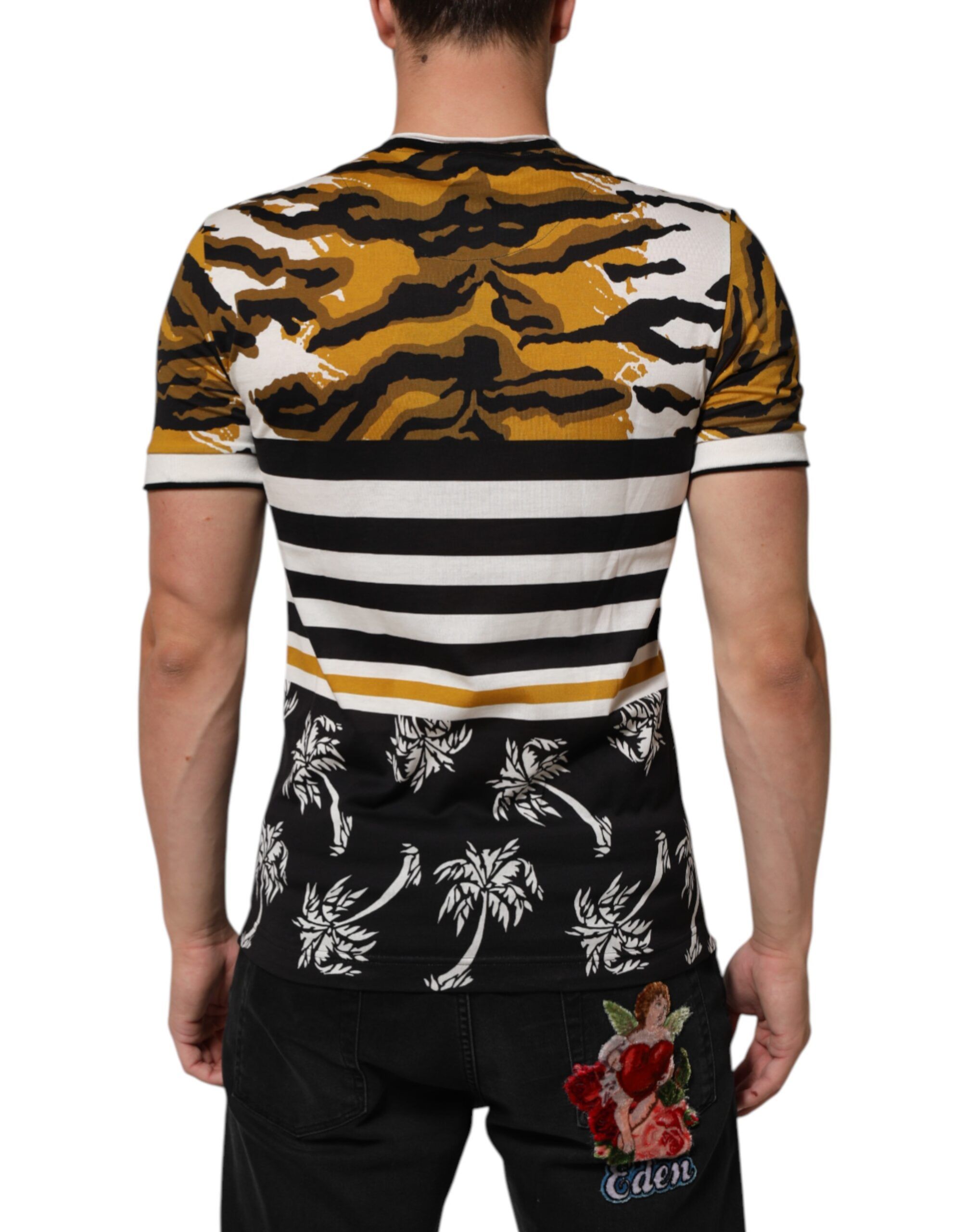 Leopard Palm Leaf Men Crew Neck Men's T-shirt - Dolce & Gabbana - Modalova