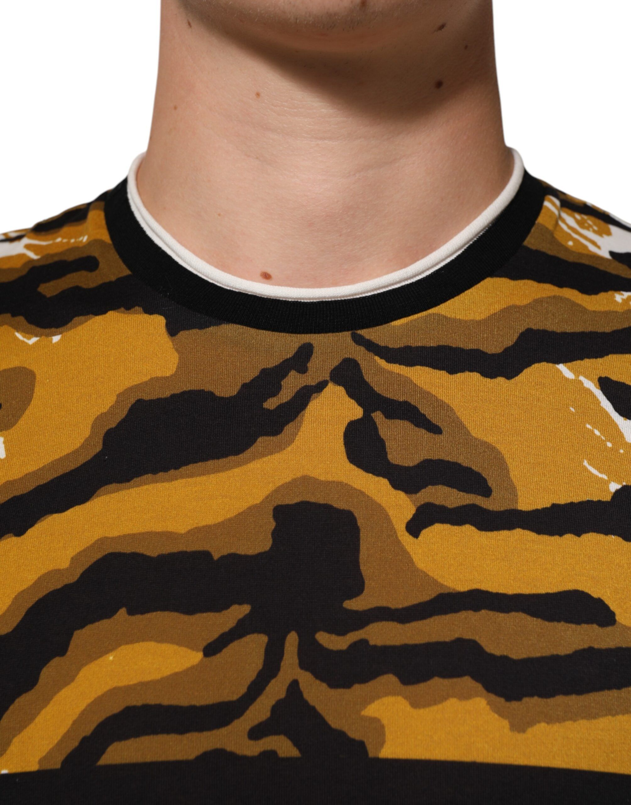 Leopard Palm Leaf Men Crew Neck Men's T-shirt - Dolce & Gabbana - Modalova