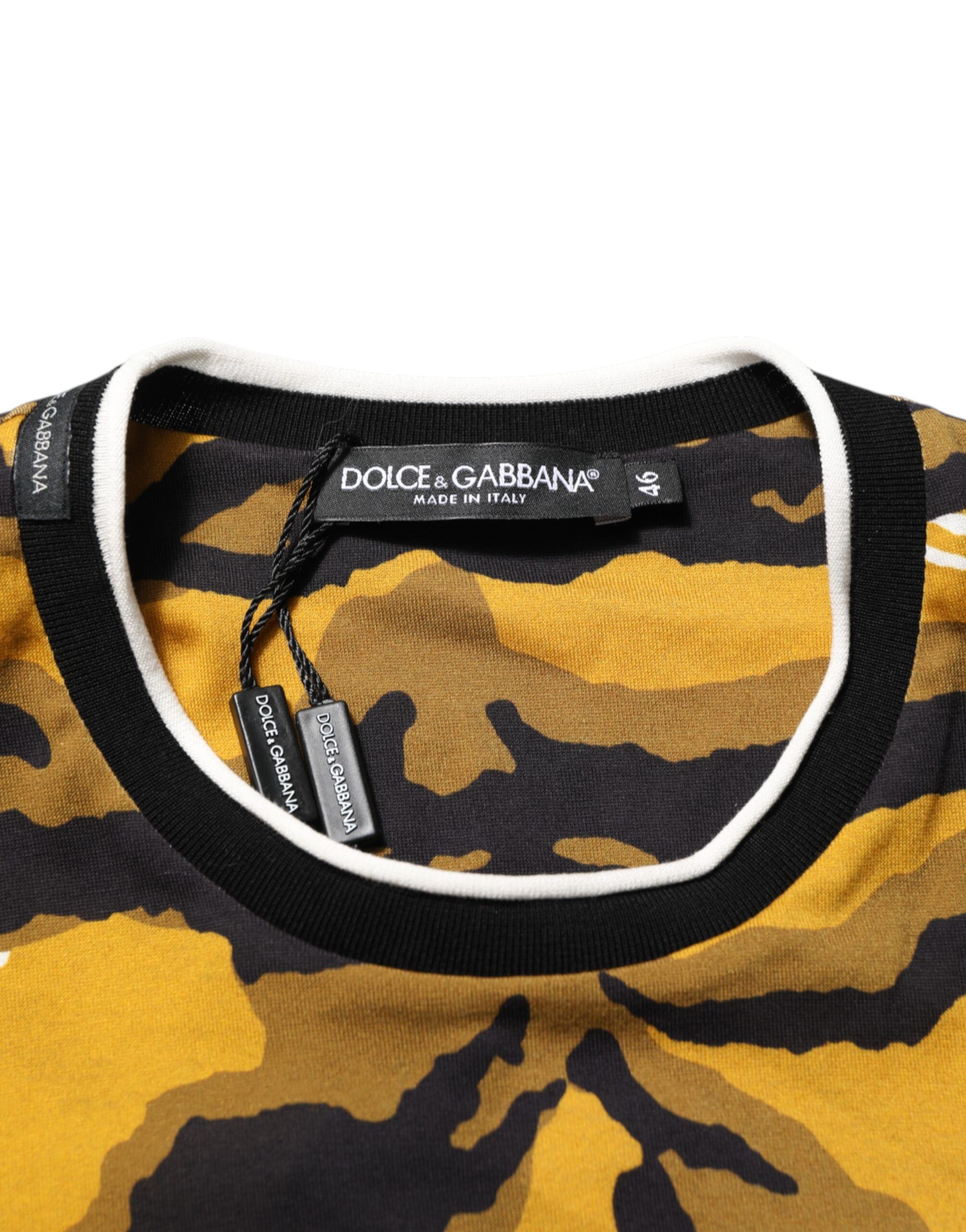 Leopard Palm Leaf Men Crew Neck Men's T-shirt - Dolce & Gabbana - Modalova