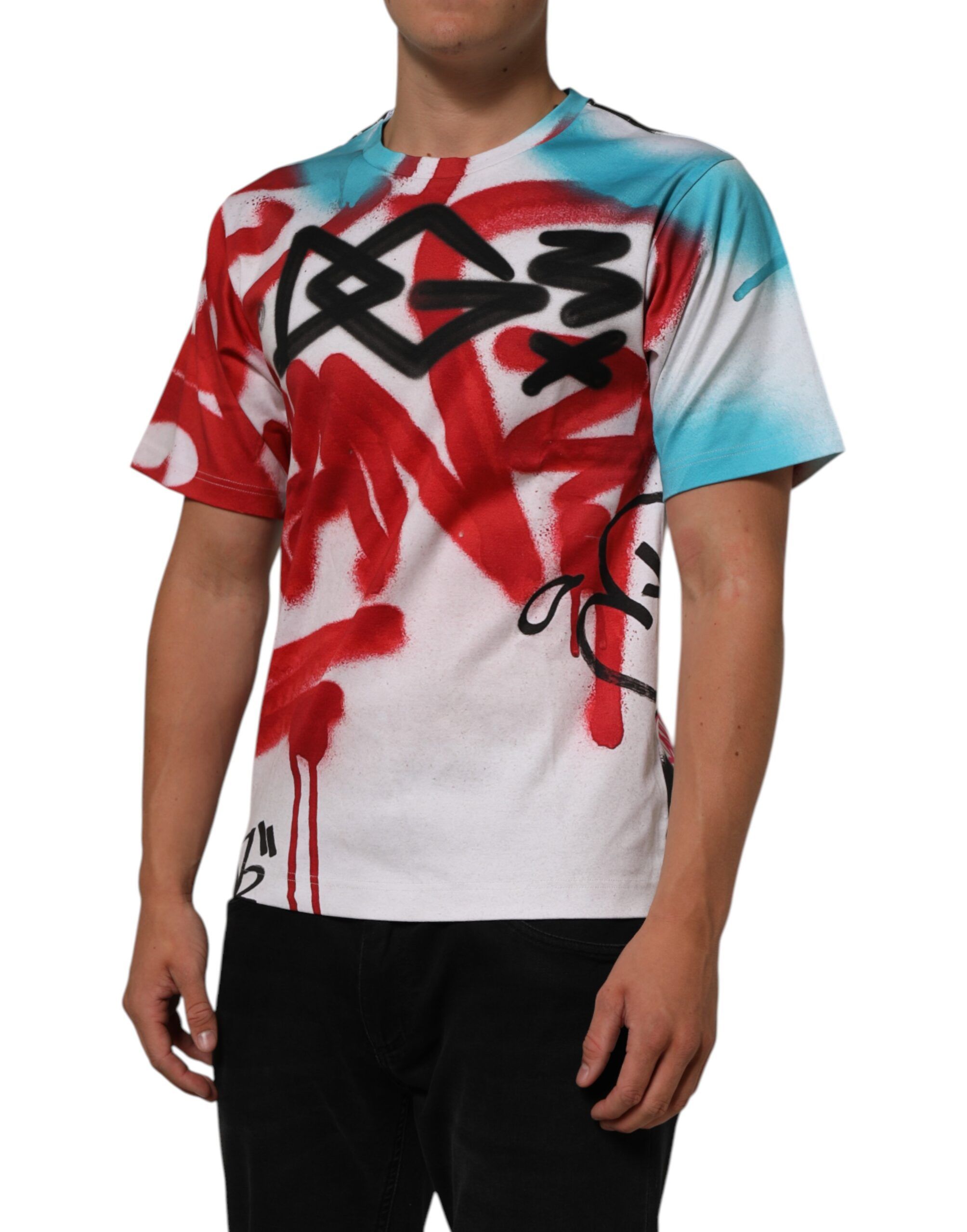 Graffiti Crew Neck Short Sleeves Men's T-shirt - Dolce & Gabbana - Modalova