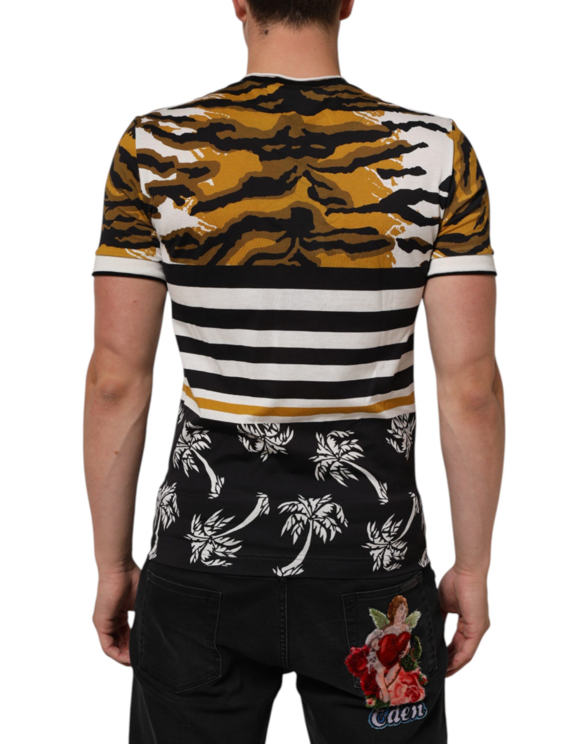 Leopard Palm Leaf Men Crew Neck Men's T-shirt - Dolce & Gabbana - Modalova