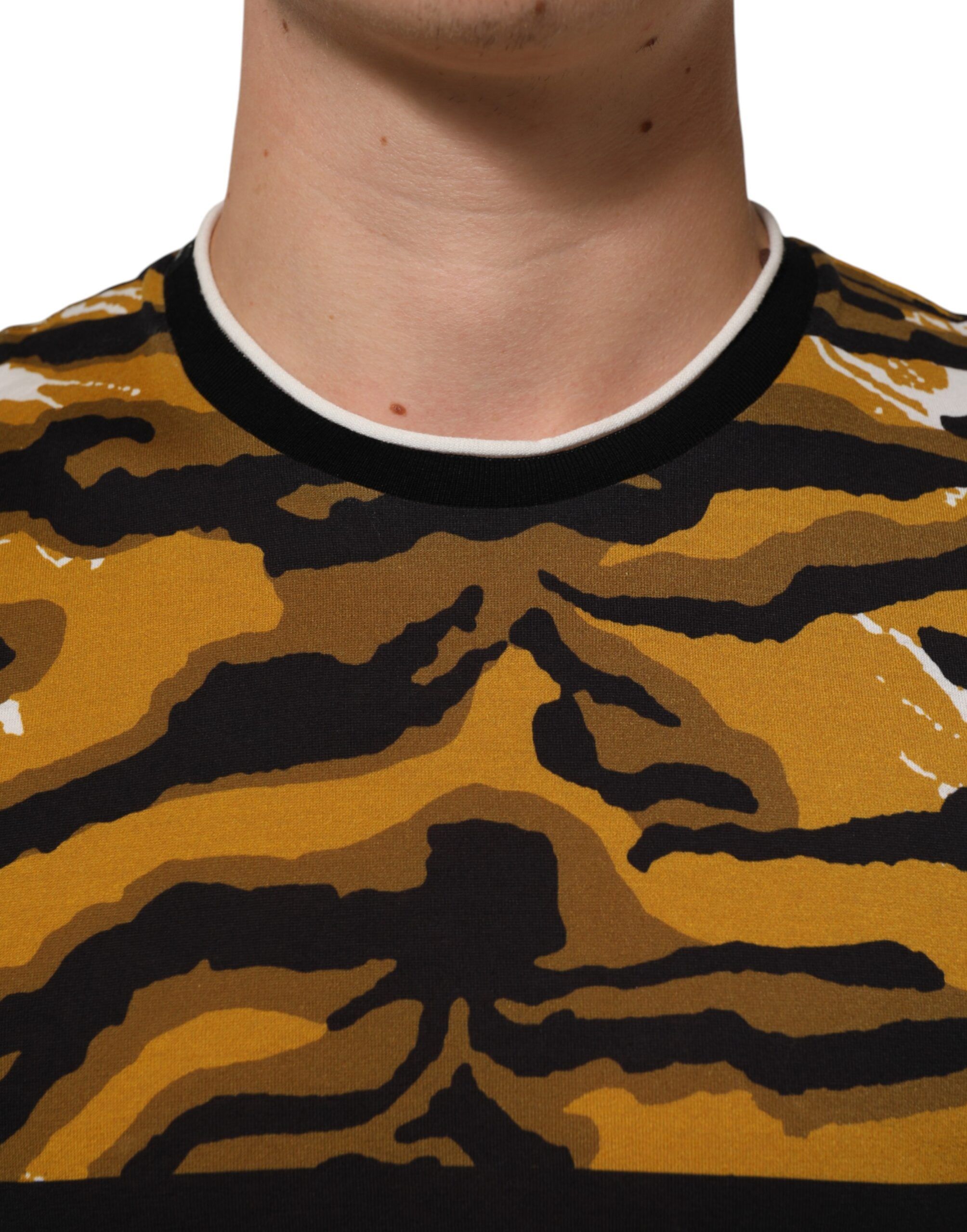 Leopard Palm Leaf Men Crew Neck Men's T-shirt - Dolce & Gabbana - Modalova