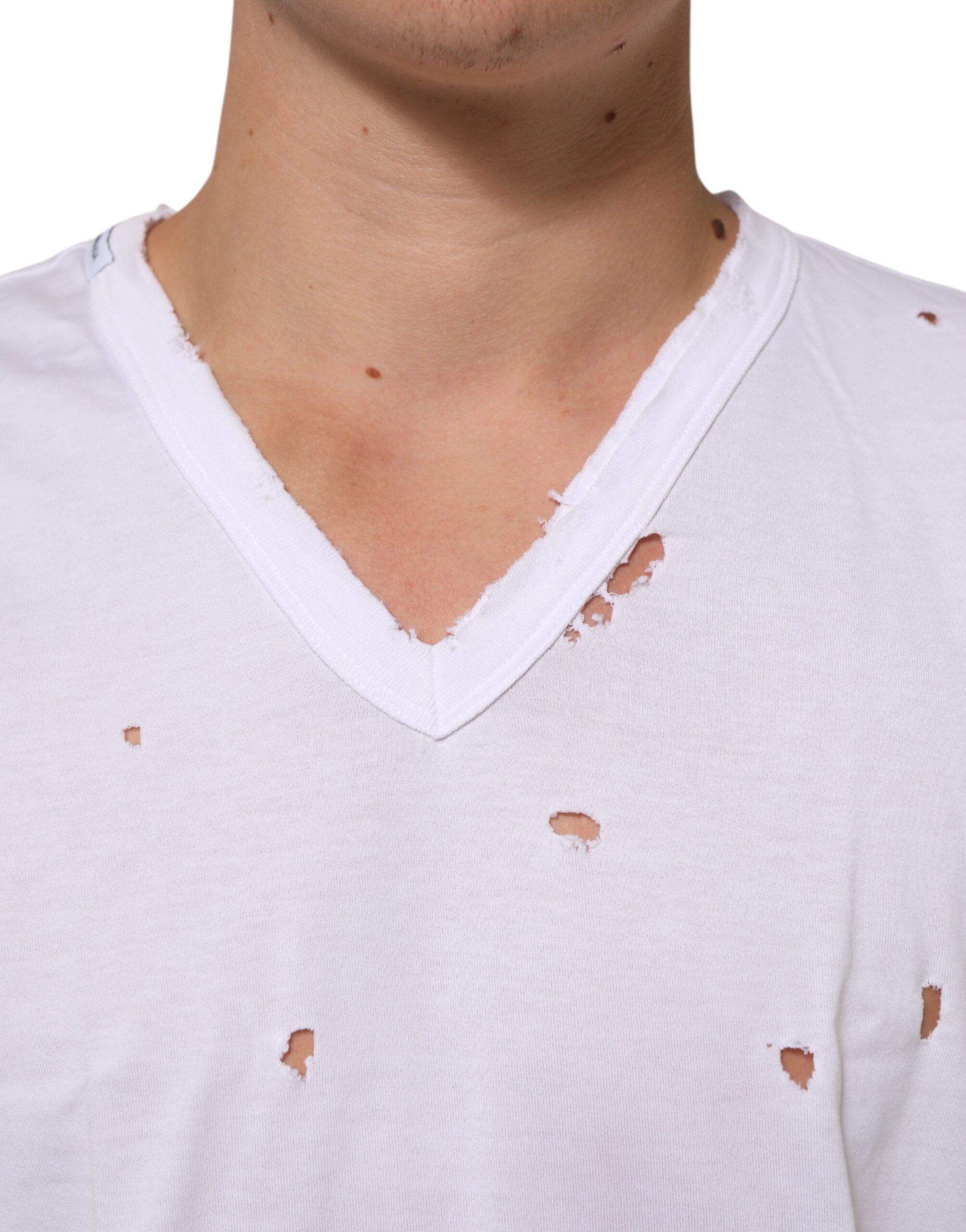 Distressed Cotton V Neck Men Men's T-shirt - Dolce & Gabbana - Modalova