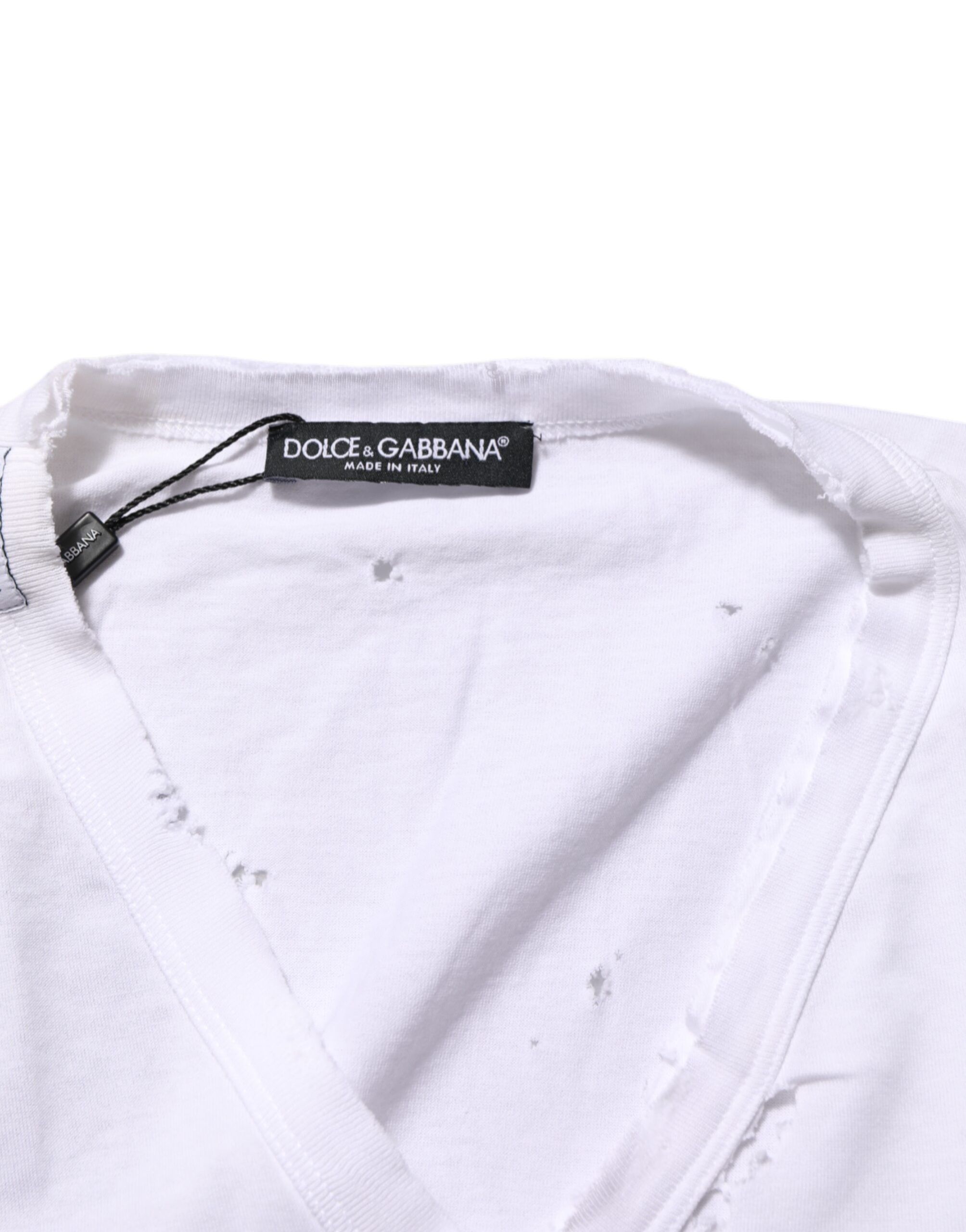 Distressed Cotton V Neck Men Men's T-shirt - Dolce & Gabbana - Modalova