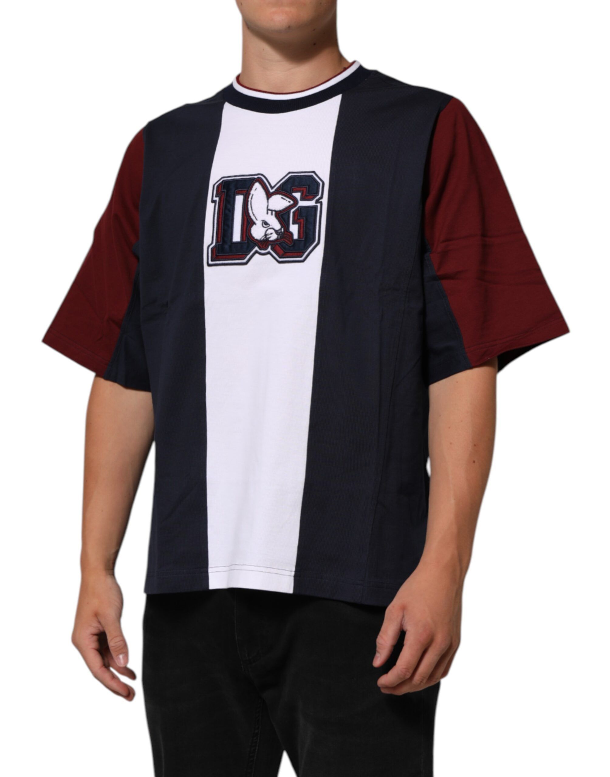 Striped Cotton Men Crew Neck Men's T-shirt - Dolce & Gabbana - Modalova