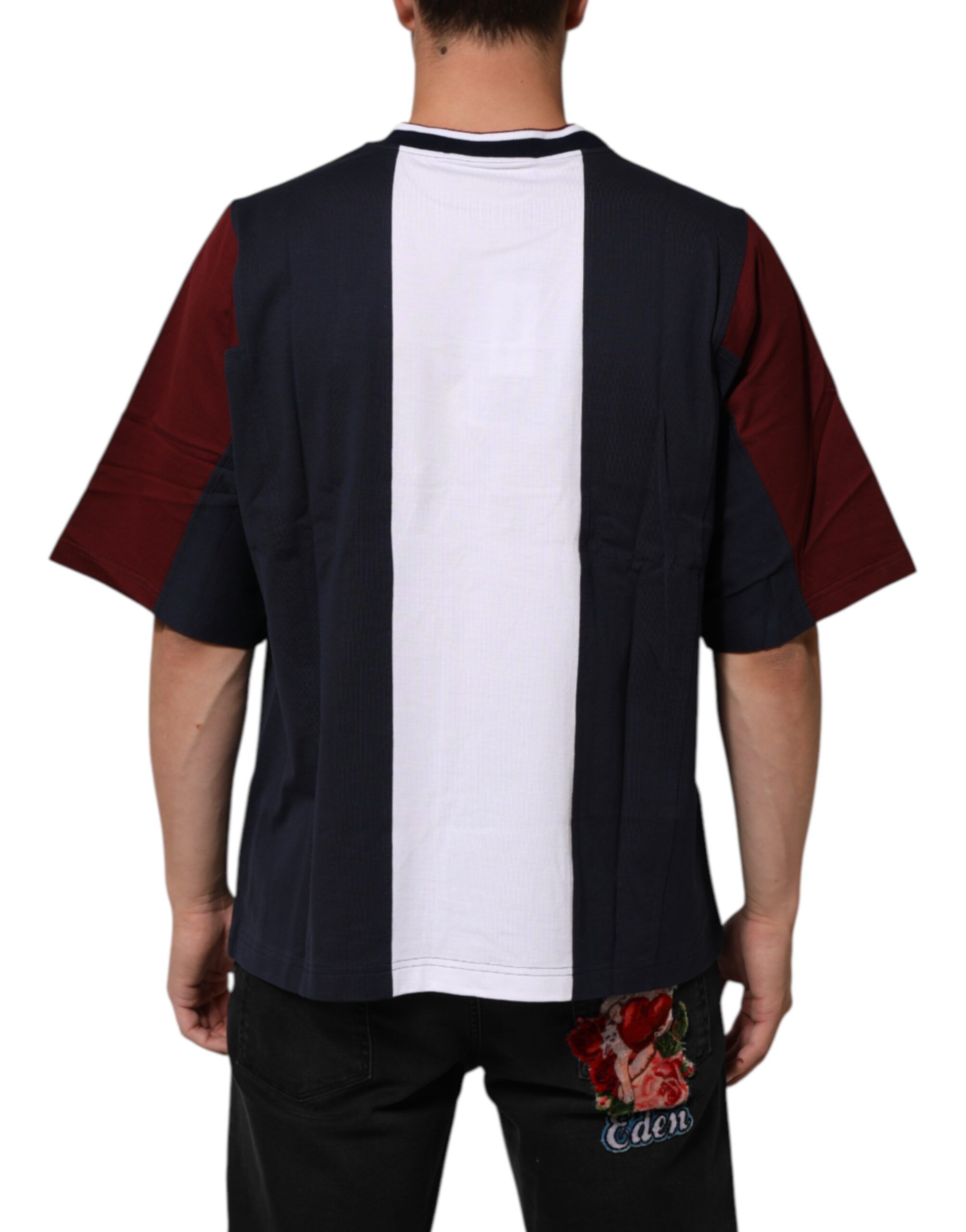 Striped Cotton Men Crew Neck Men's T-shirt - Dolce & Gabbana - Modalova