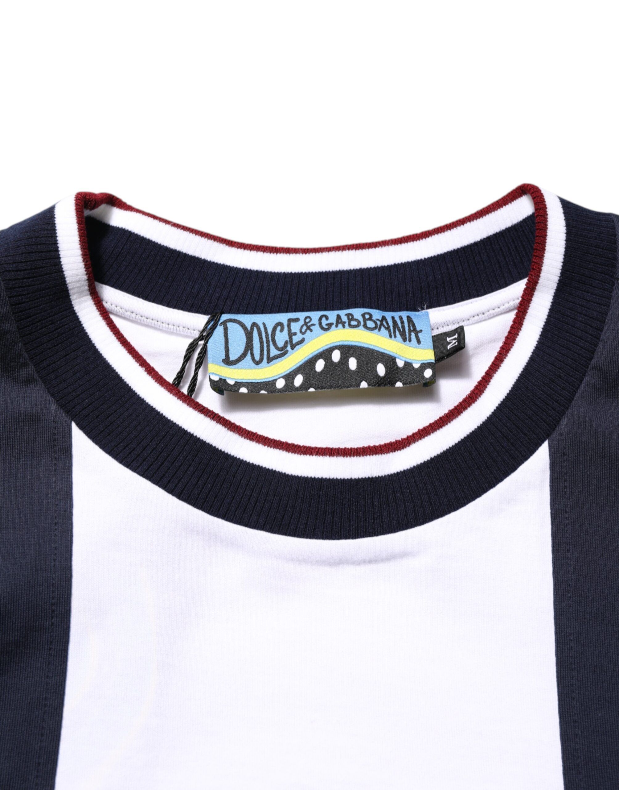 Striped Cotton Men Crew Neck Men's T-shirt - Dolce & Gabbana - Modalova