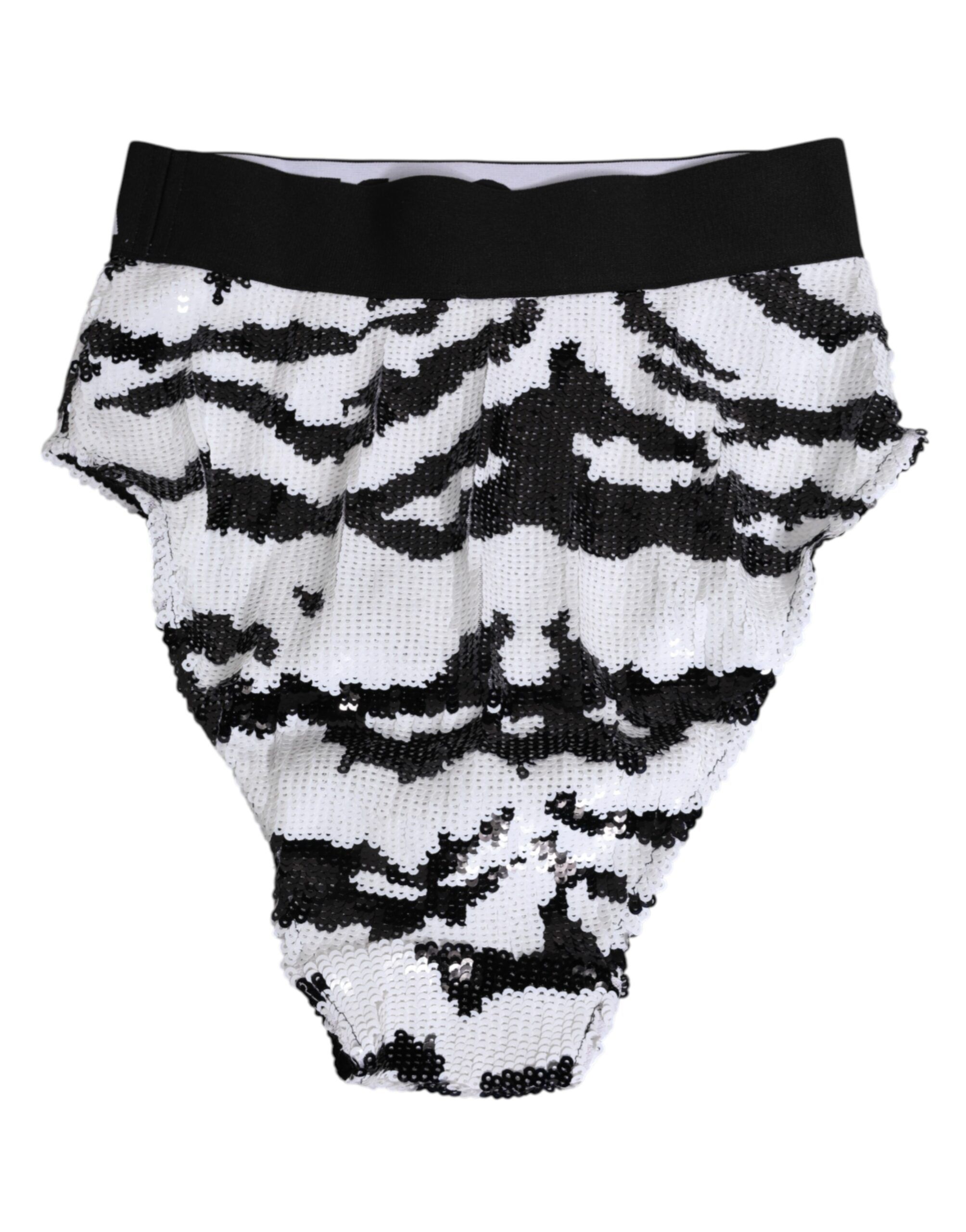 Black White Sequin High Waist Panty Women's Underwear - Dolce & Gabbana - Modalova