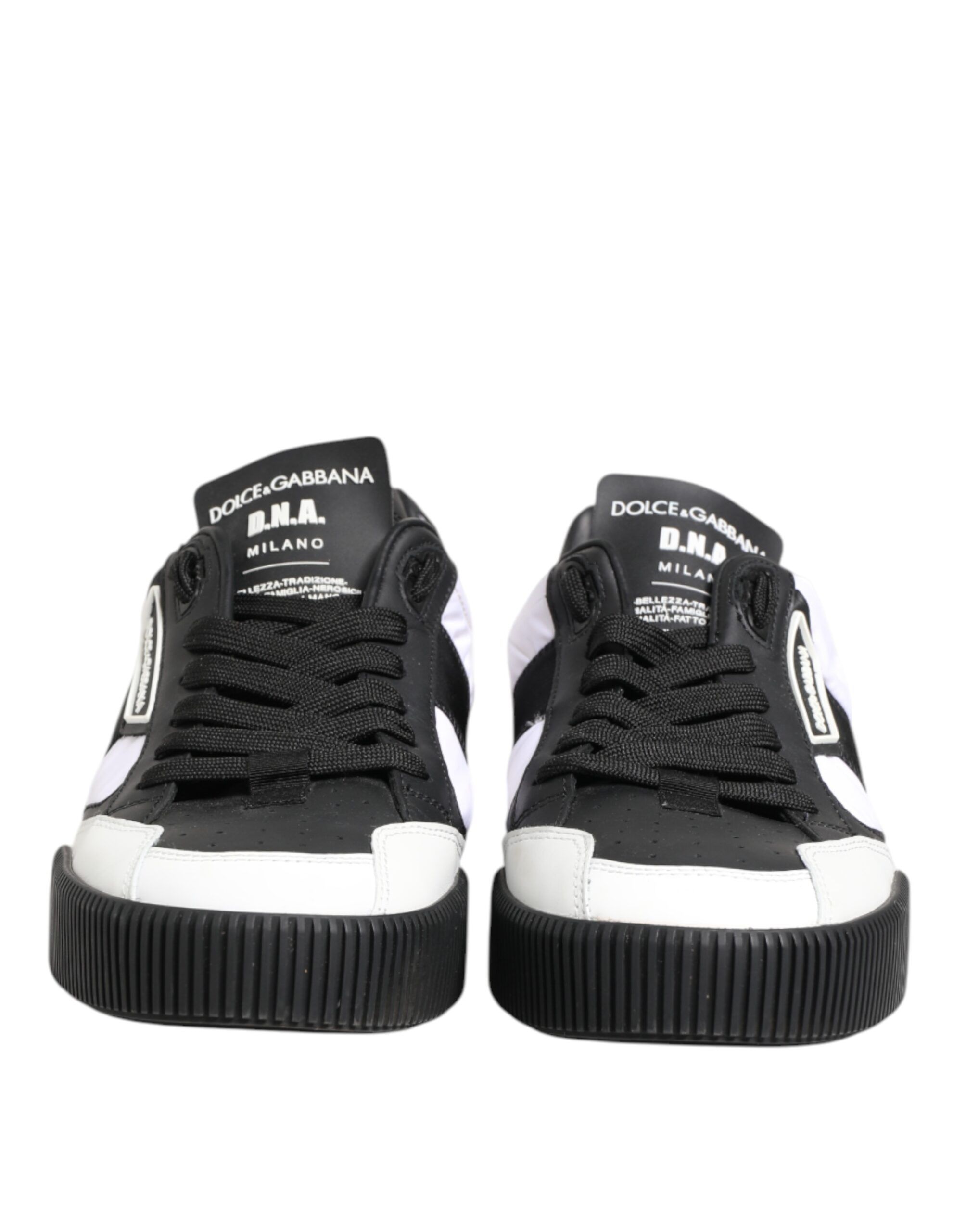 Black White Leather MIAMI Low Top Sneakers Men's Shoes (Pre-Owned) - Dolce & Gabbana - Modalova