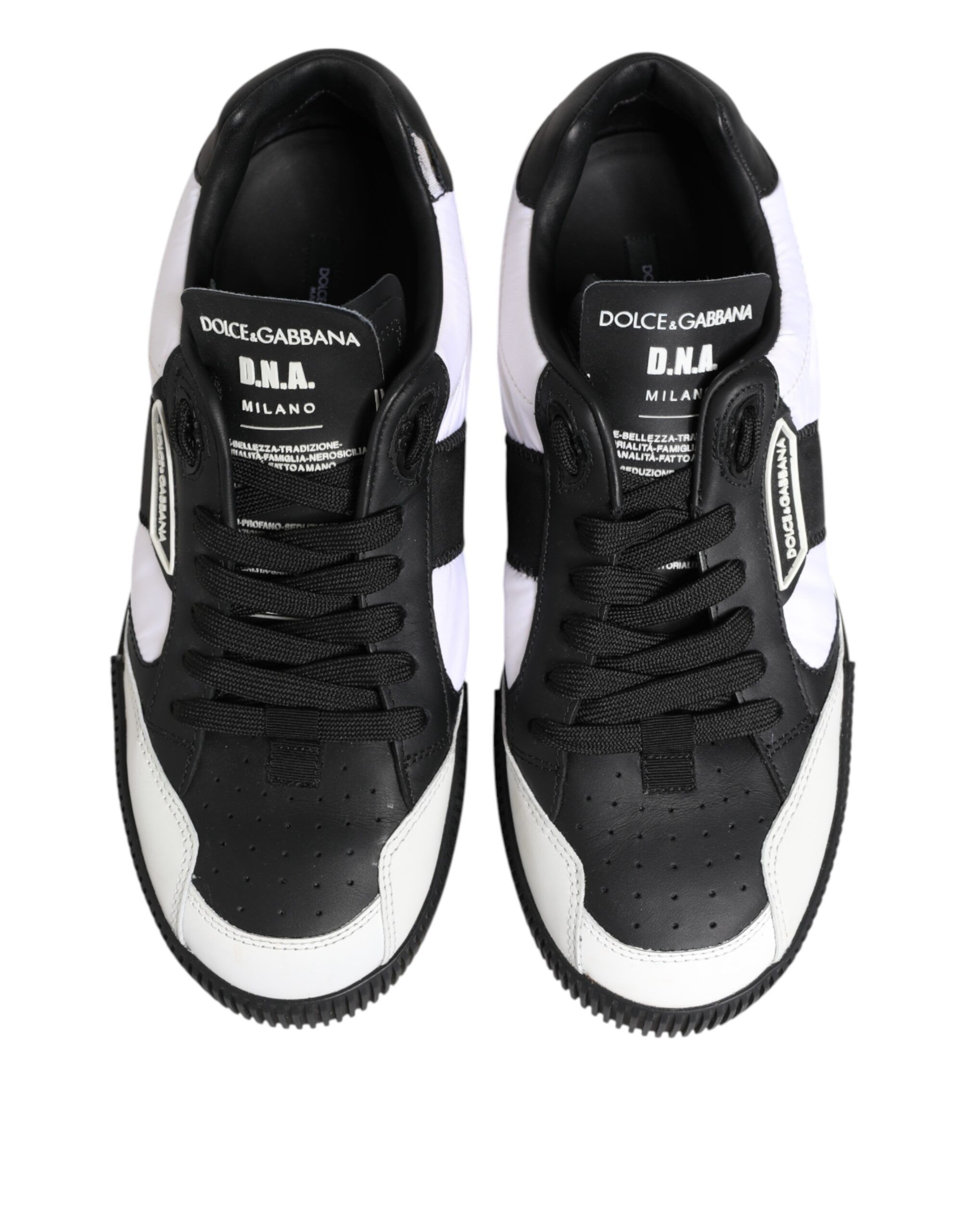 Black White Leather MIAMI Low Top Sneakers Men's Shoes (Pre-Owned) - Dolce & Gabbana - Modalova