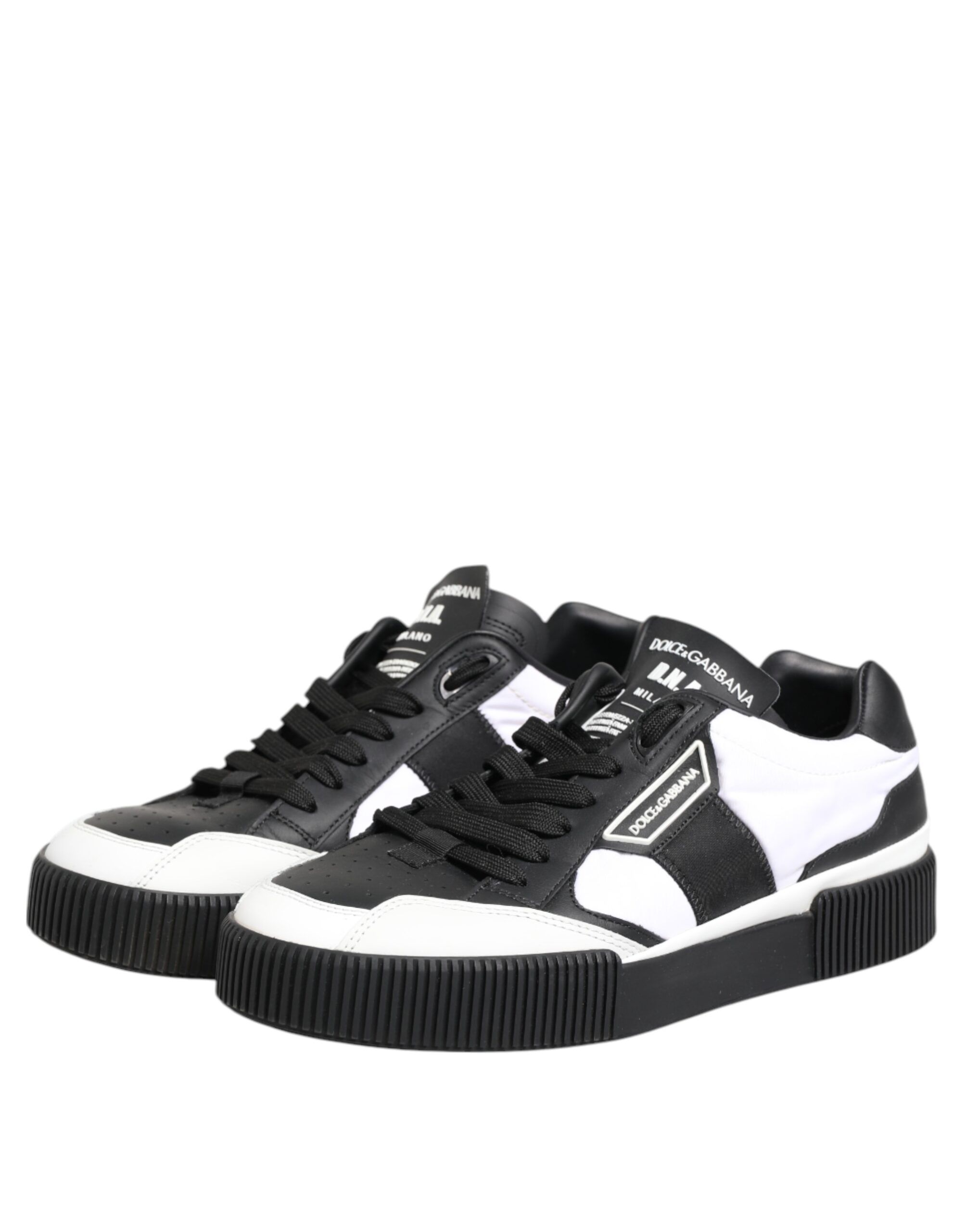 Black White Leather MIAMI Low Top Sneakers Men's Shoes (Pre-Owned) - Dolce & Gabbana - Modalova