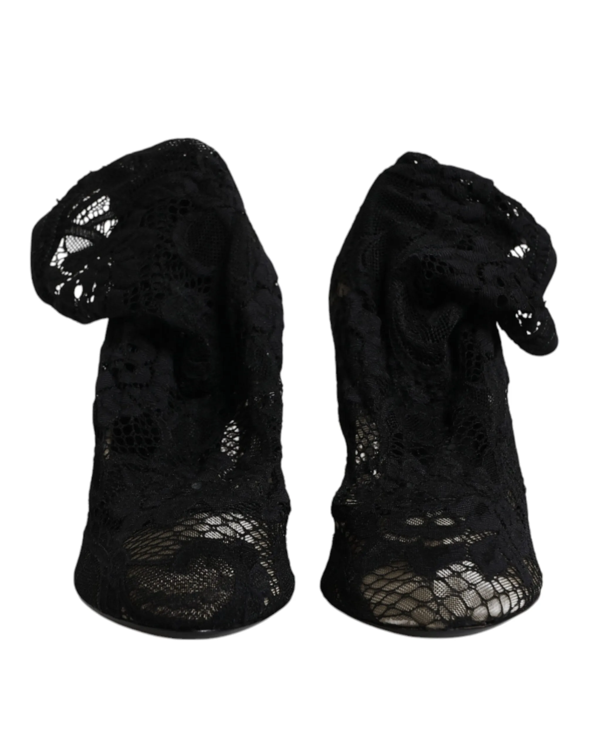 Lace Stretch Heels Mid Calf Boots Women's Shoes - Dolce & Gabbana - Modalova
