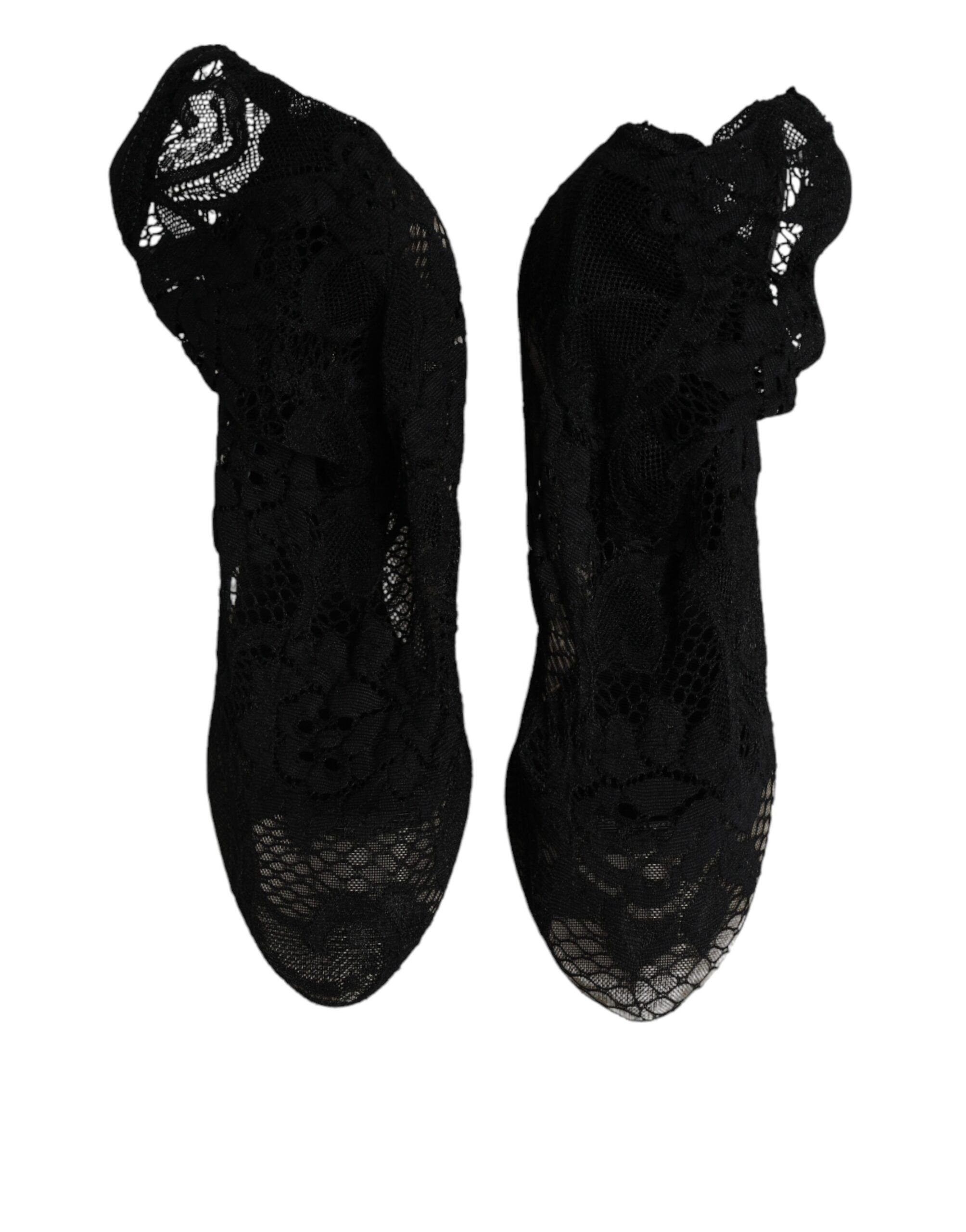Lace Stretch Heels Mid Calf Boots Women's Shoes - Dolce & Gabbana - Modalova