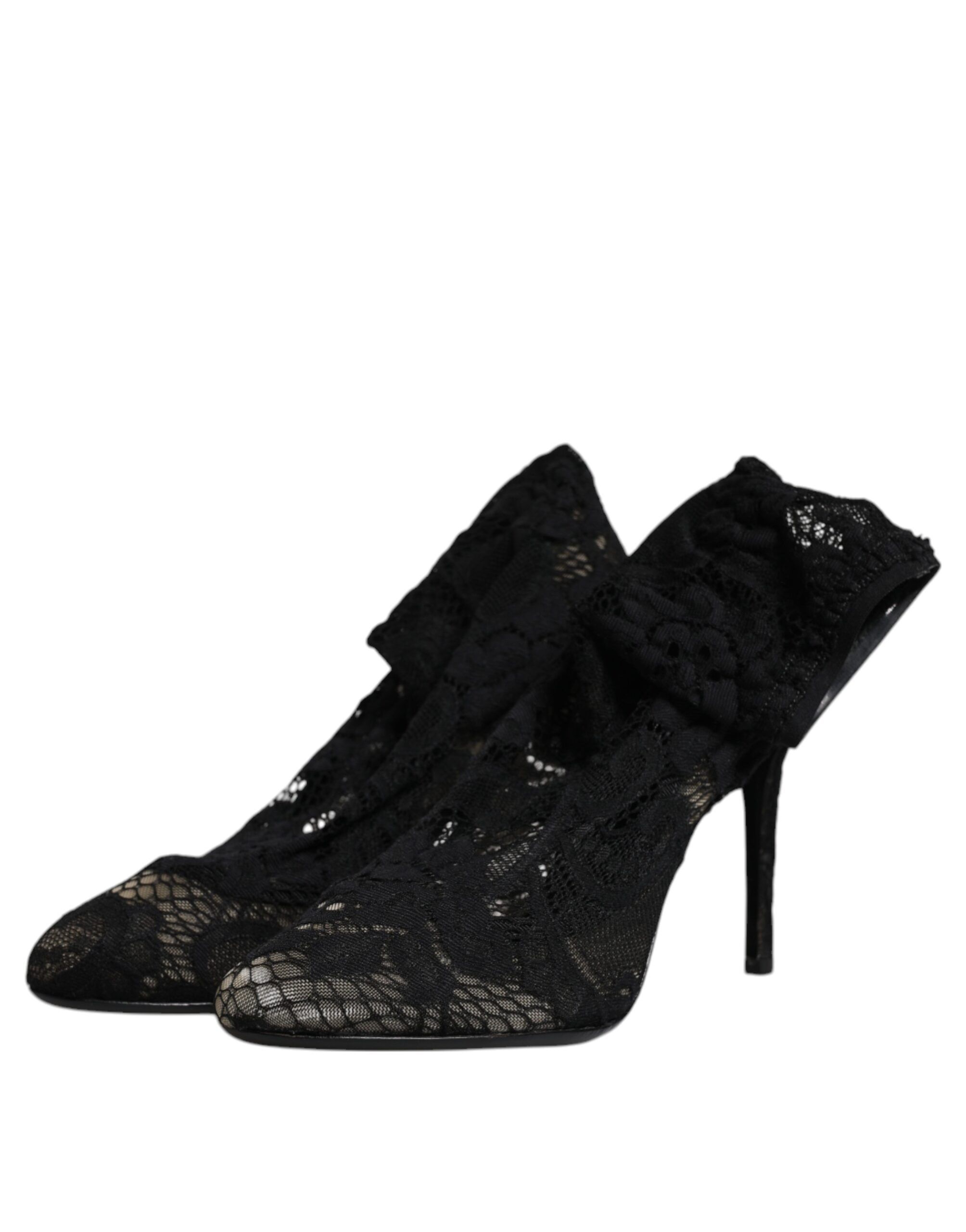 Lace Stretch Heels Mid Calf Boots Women's Shoes - Dolce & Gabbana - Modalova