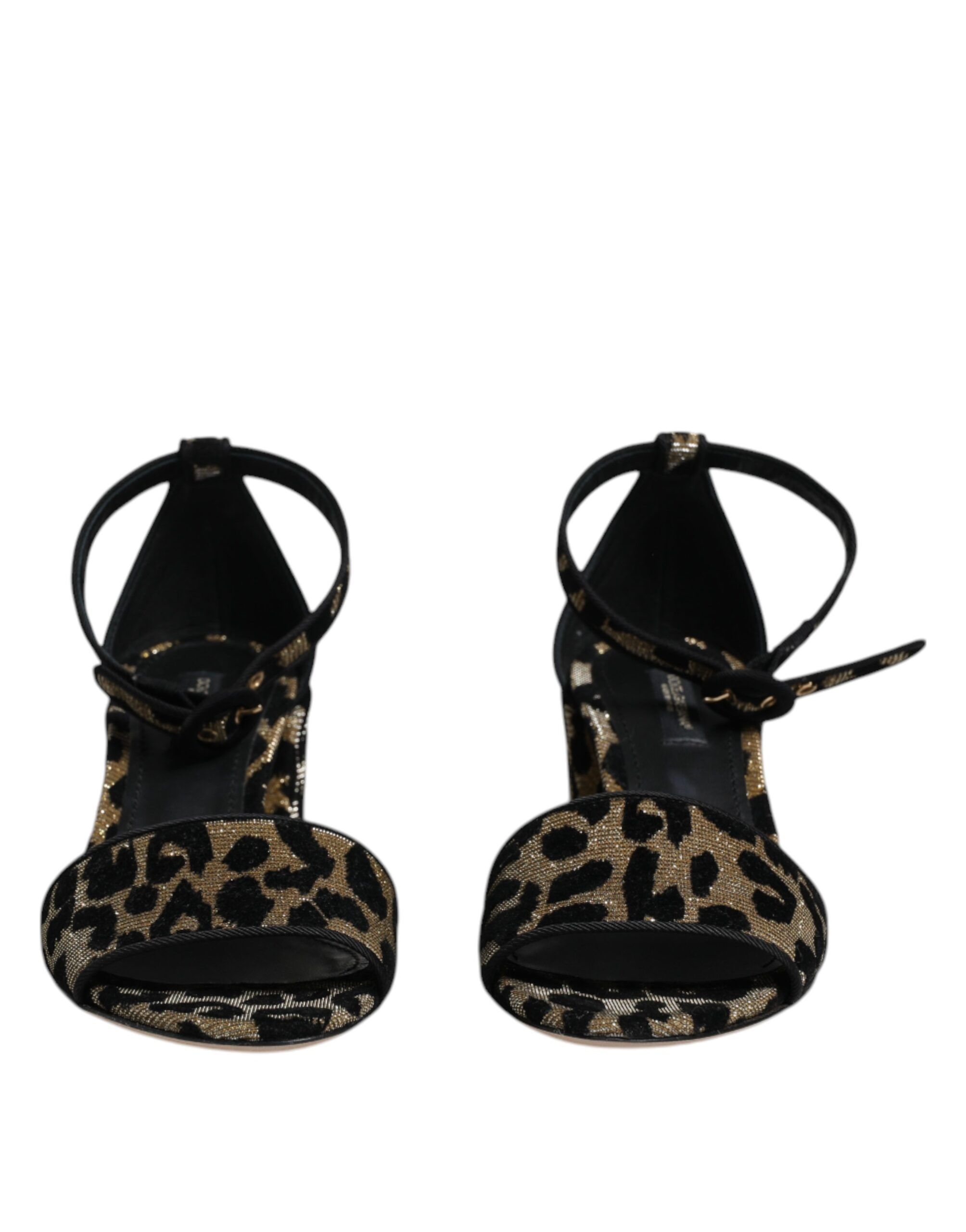 Gold Leopard Ankle Strap Heels Sandals Women's Shoes - Dolce & Gabbana - Modalova