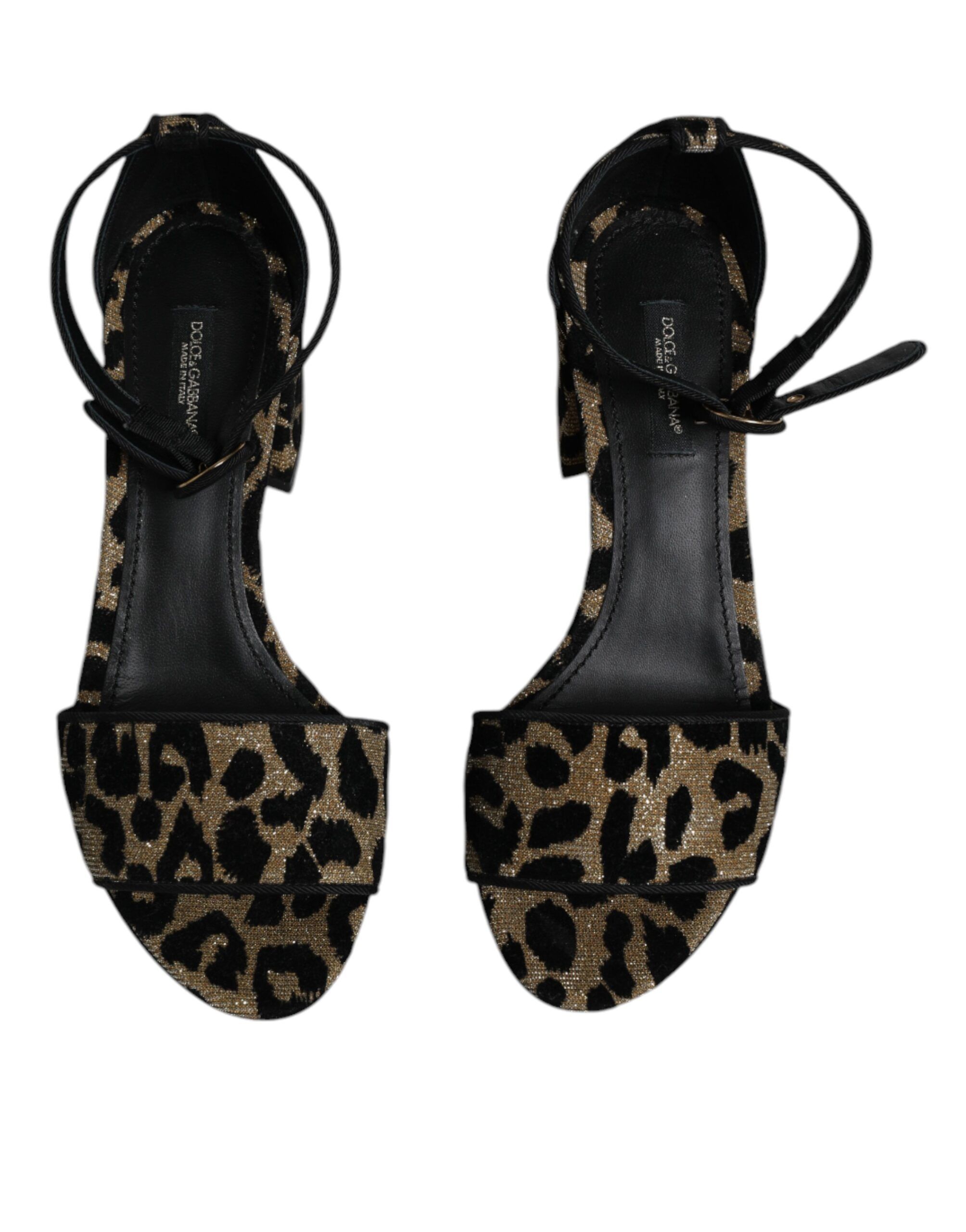 Gold Leopard Ankle Strap Heels Sandals Women's Shoes - Dolce & Gabbana - Modalova