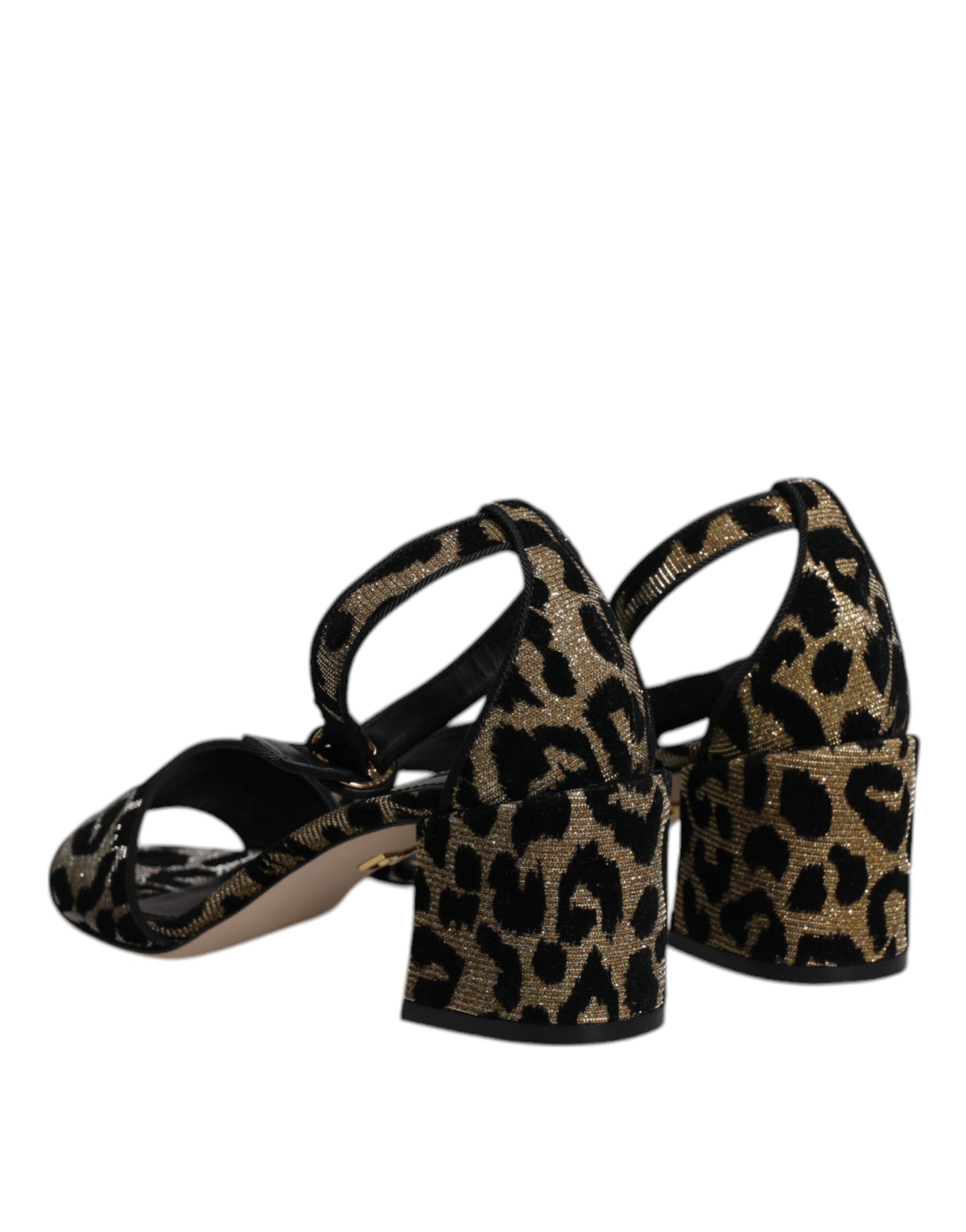 Gold Leopard Ankle Strap Heels Sandals Women's Shoes - Dolce & Gabbana - Modalova