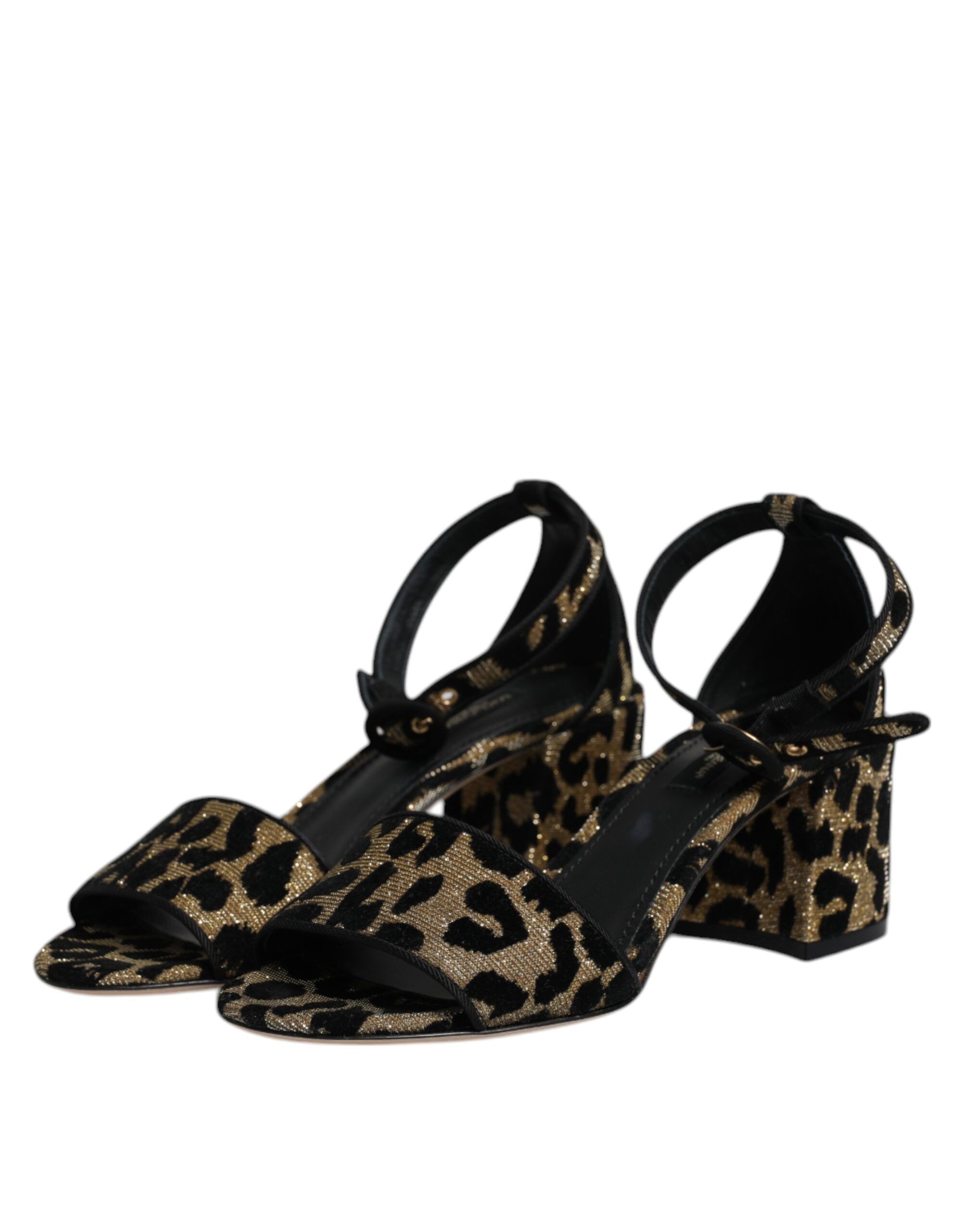 Gold Leopard Ankle Strap Heels Sandals Women's Shoes - Dolce & Gabbana - Modalova