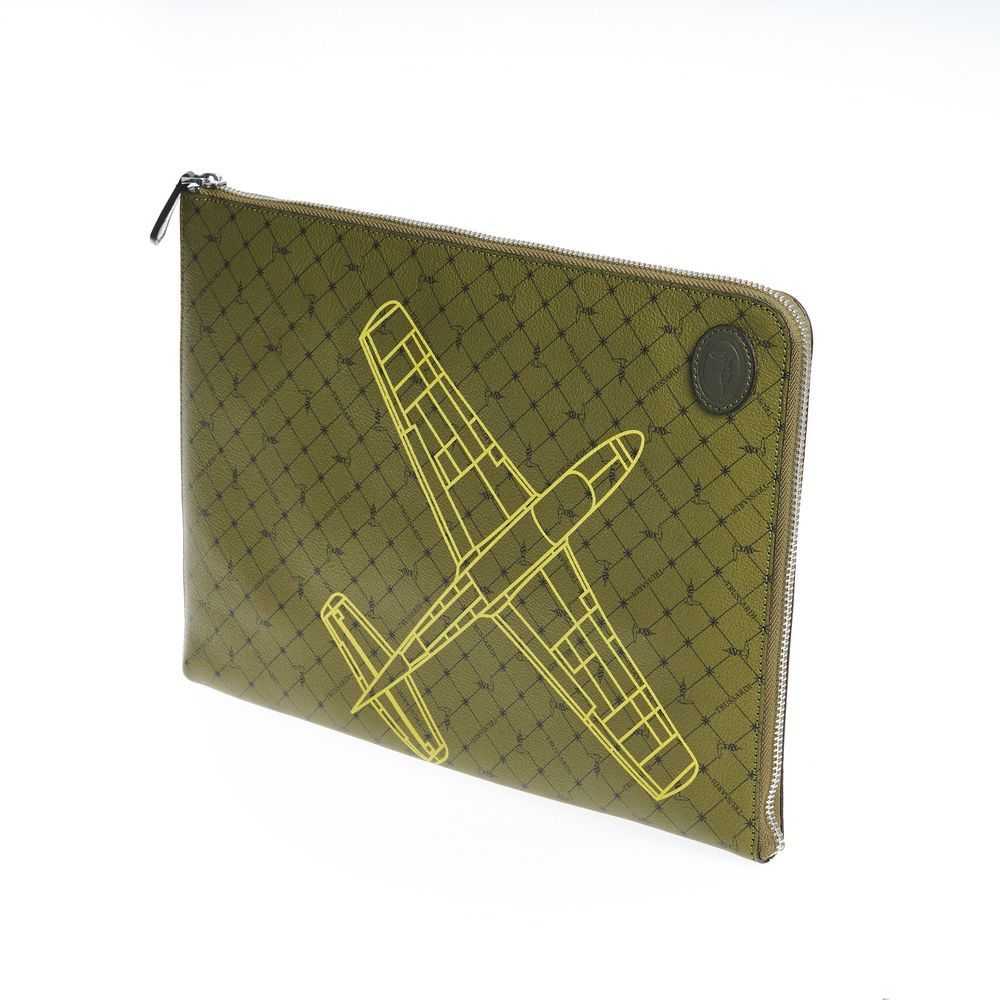 Green Leather Men Men's Clutch - Trussardi - Modalova