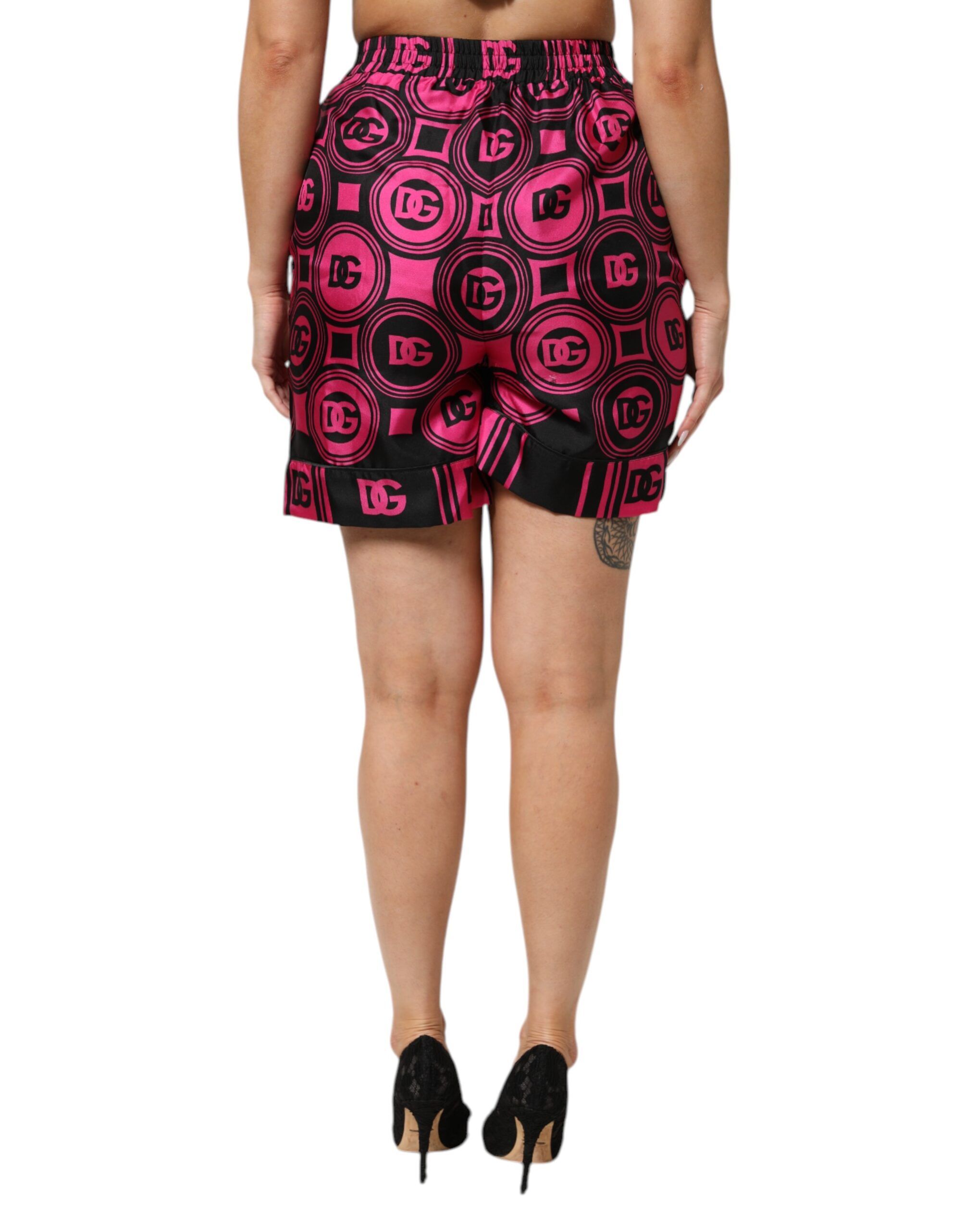 Pink Black Silk Logo Print DG Pattern Women's Shorts (Pre-Owned) - Dolce & Gabbana - Modalova