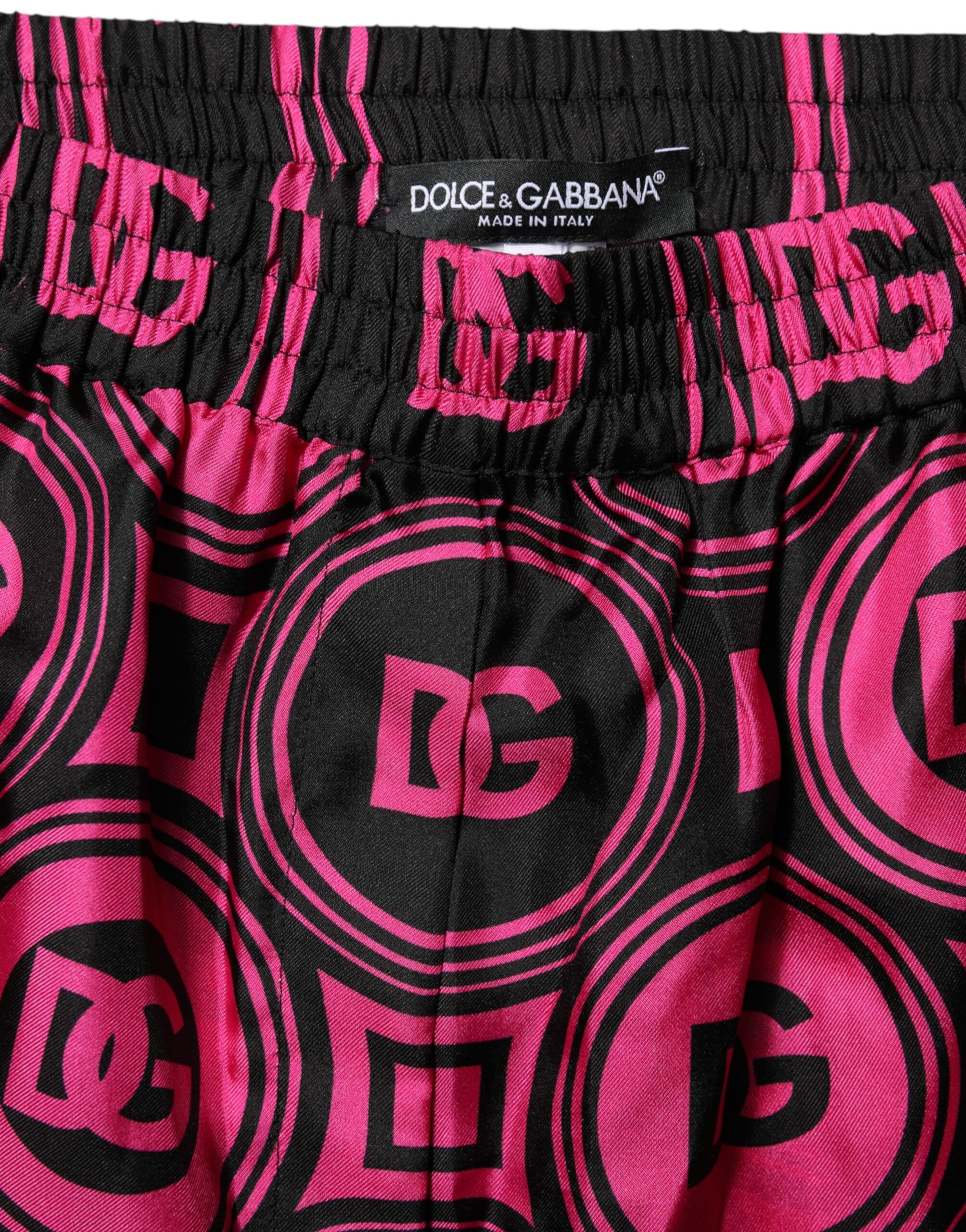 Pink Black Silk Logo Print DG Pattern Women's Shorts (Pre-Owned) - Dolce & Gabbana - Modalova