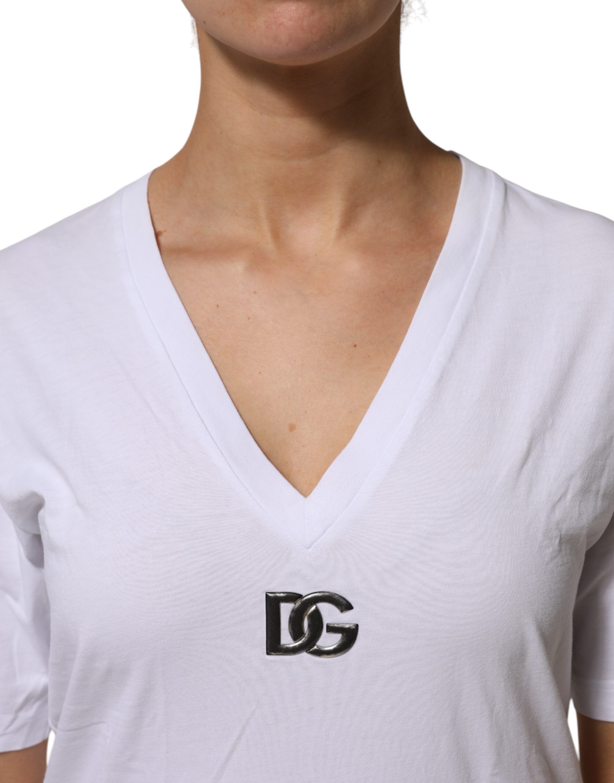 Cotton V-Neck Short Sleeves Women's T-Shirt (Pre-Owned) - Dolce & Gabbana - Modalova