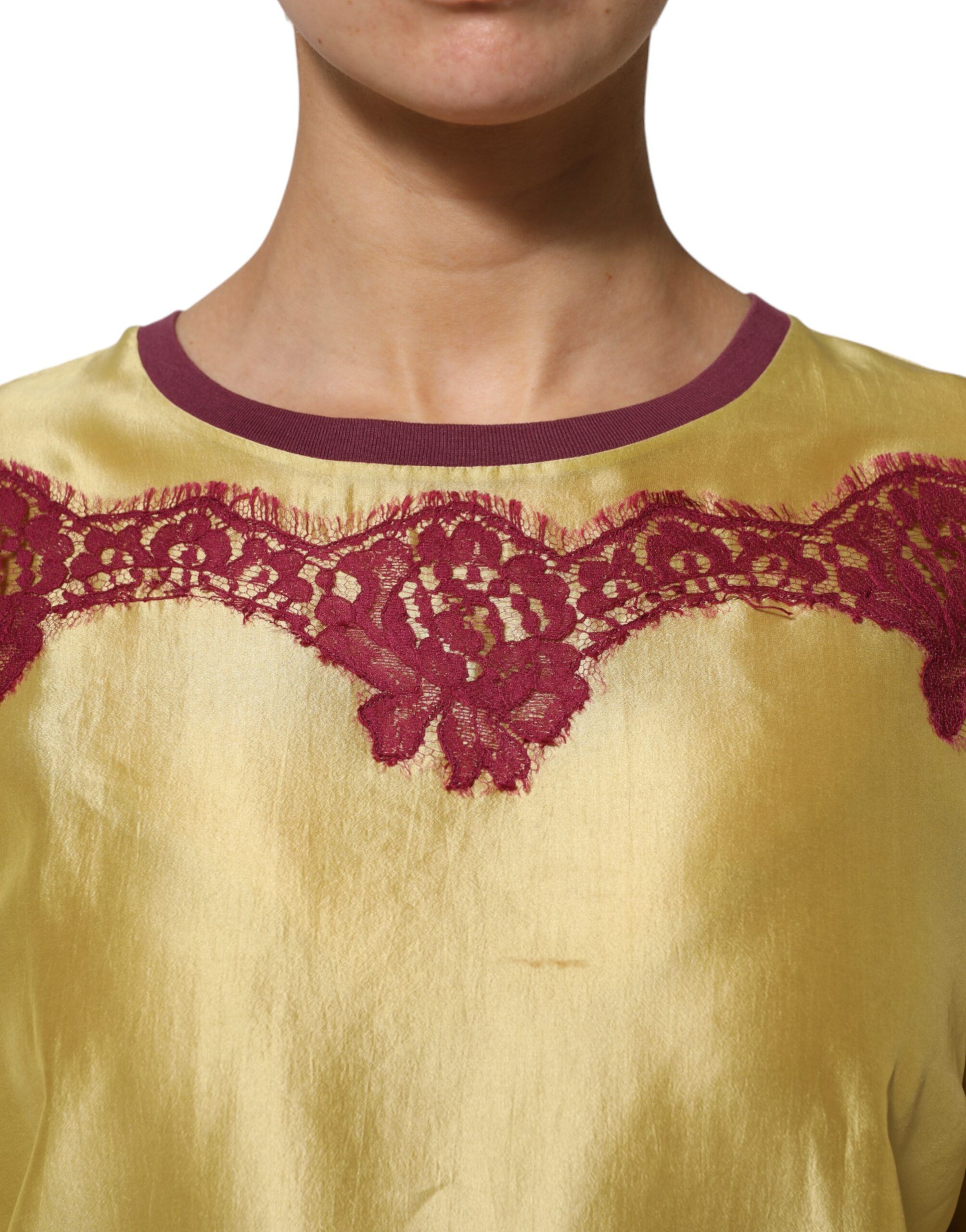 Silk Satin Floral Lace Short Sleeves Women's Top (Pre-Owned) - Dolce & Gabbana - Modalova