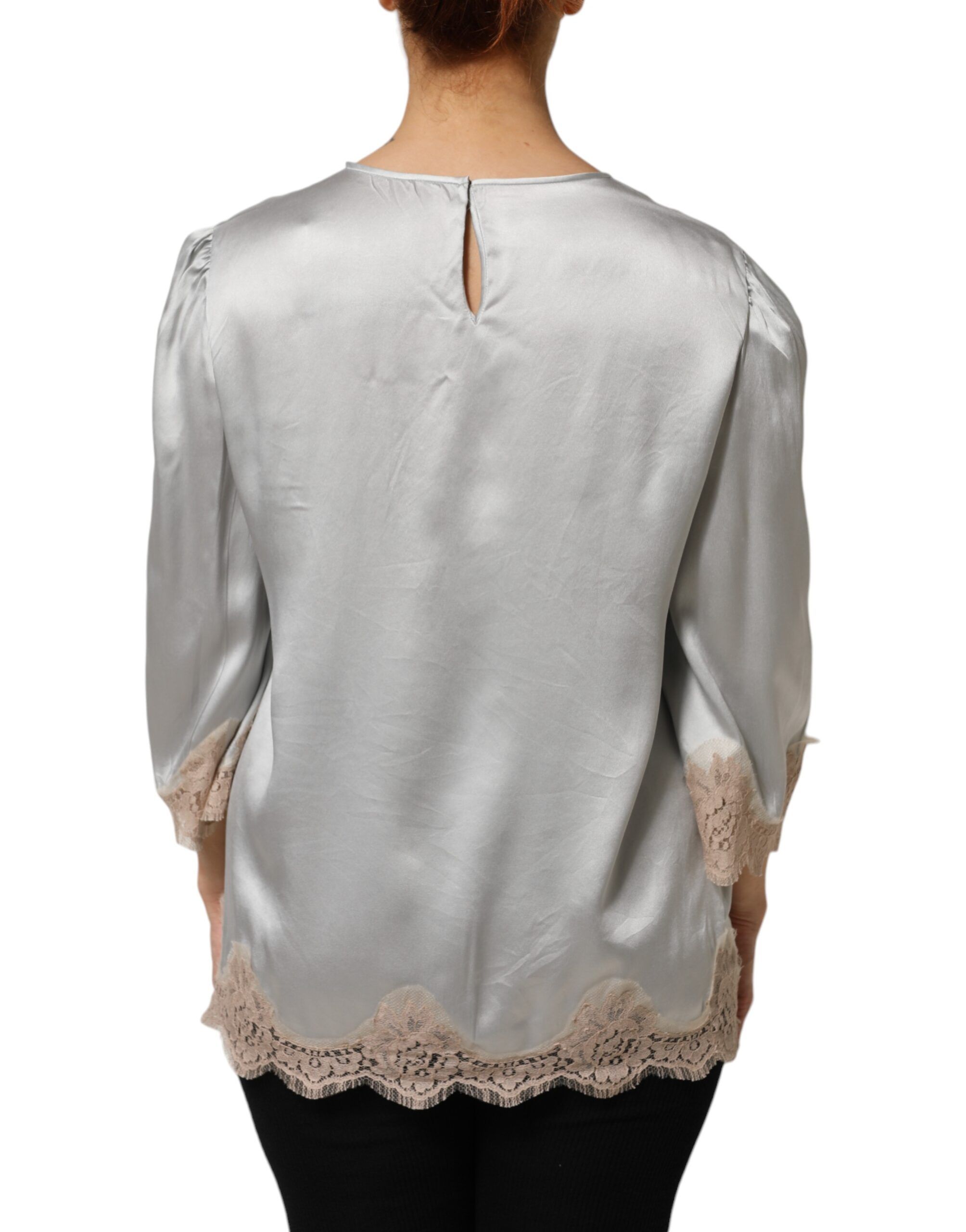 Silk Satin Floral Lace Long Sleeve Women's Top (Pre-Owned) - Dolce & Gabbana - Modalova