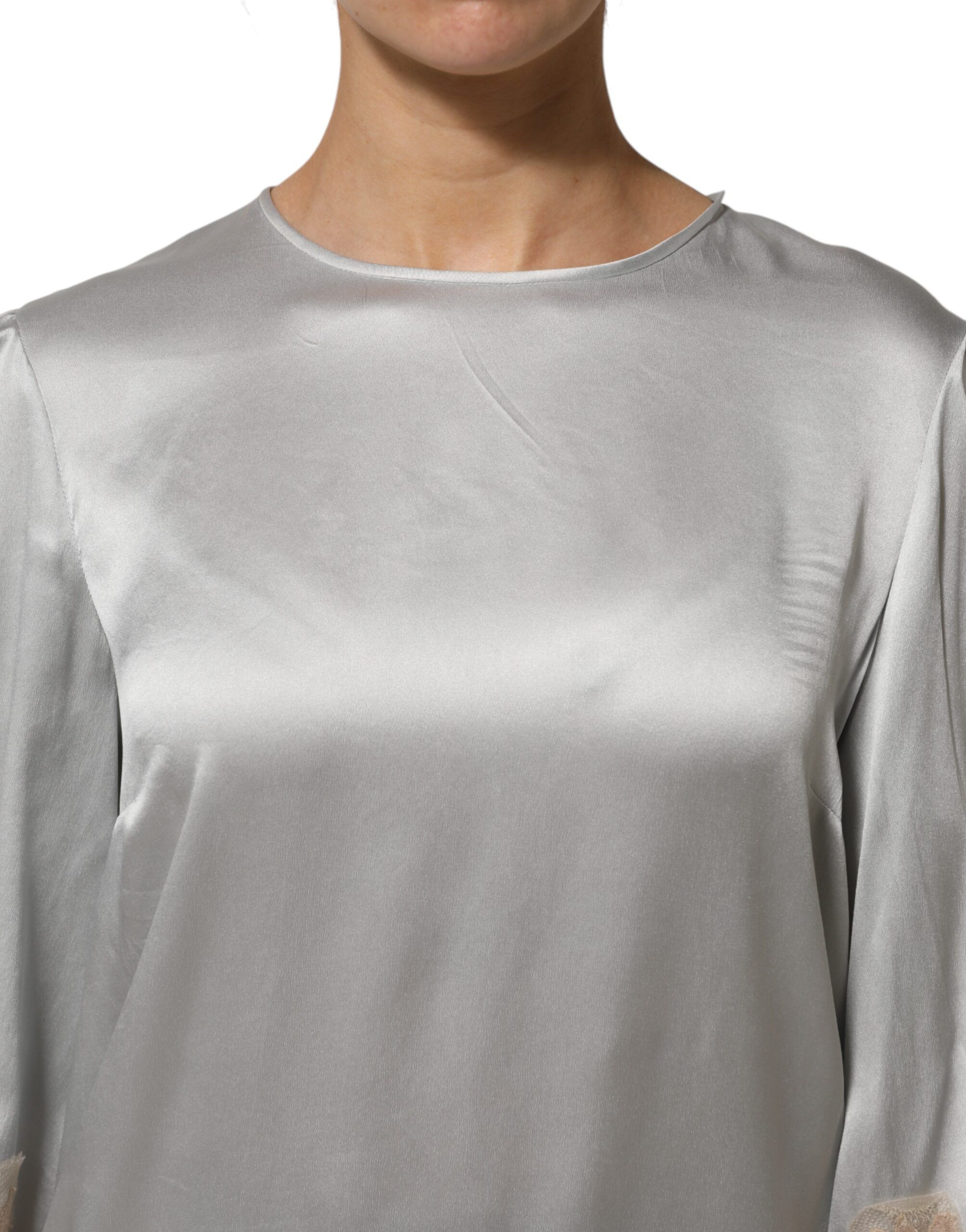 Silk Satin Floral Lace Long Sleeve Women's Top (Pre-Owned) - Dolce & Gabbana - Modalova