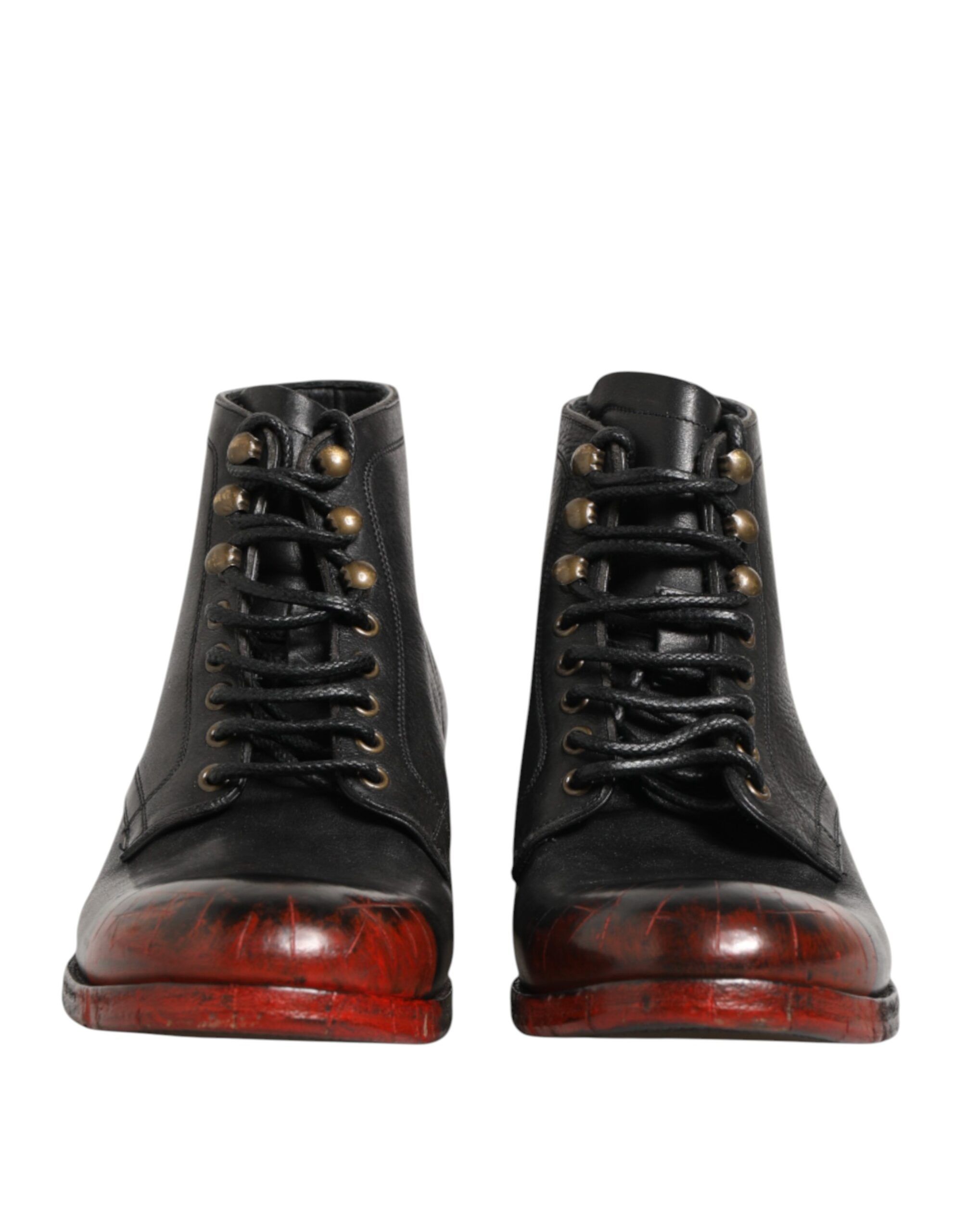 Black Red Lace Up Short Ankle Boot Men's Shoes - Dolce & Gabbana - Modalova