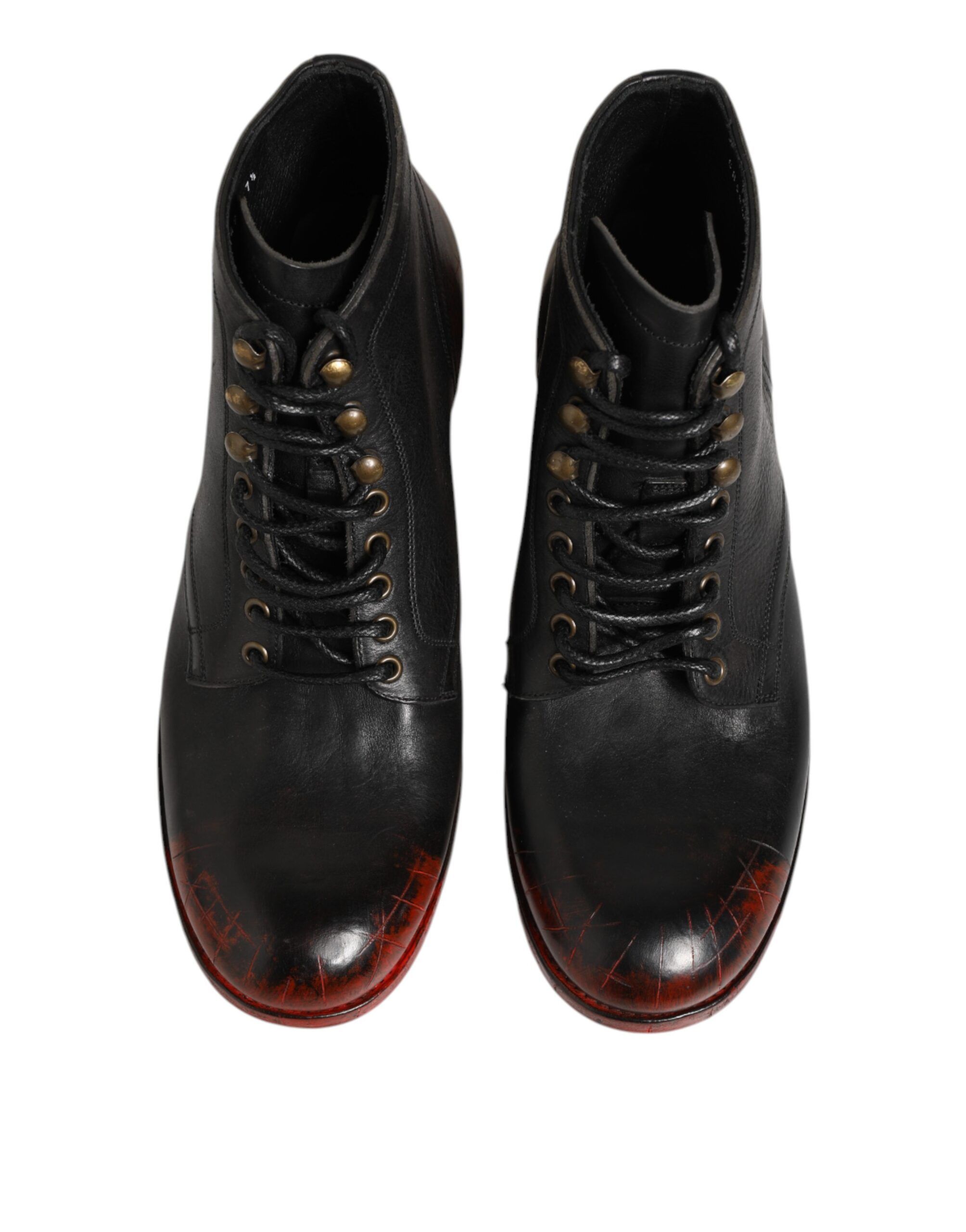 Black Red Lace Up Short Ankle Boot Men's Shoes - Dolce & Gabbana - Modalova