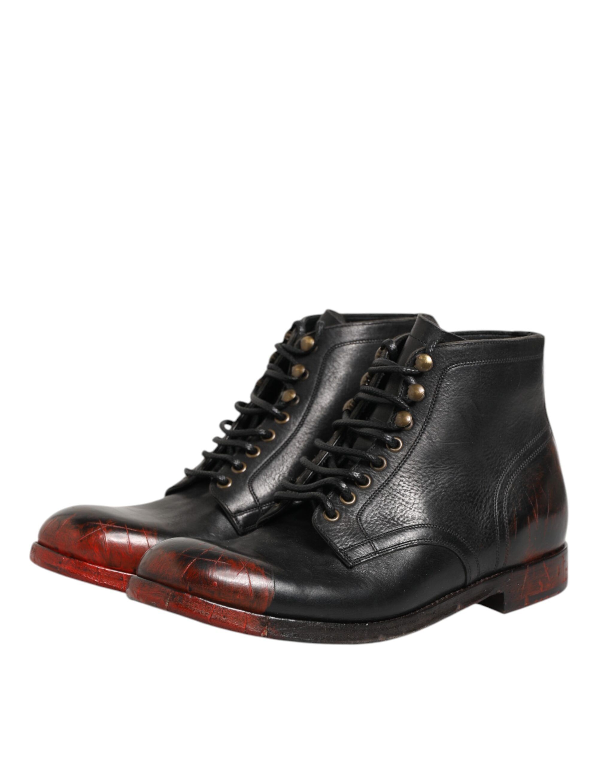Black Red Lace Up Short Ankle Boot Men's Shoes - Dolce & Gabbana - Modalova