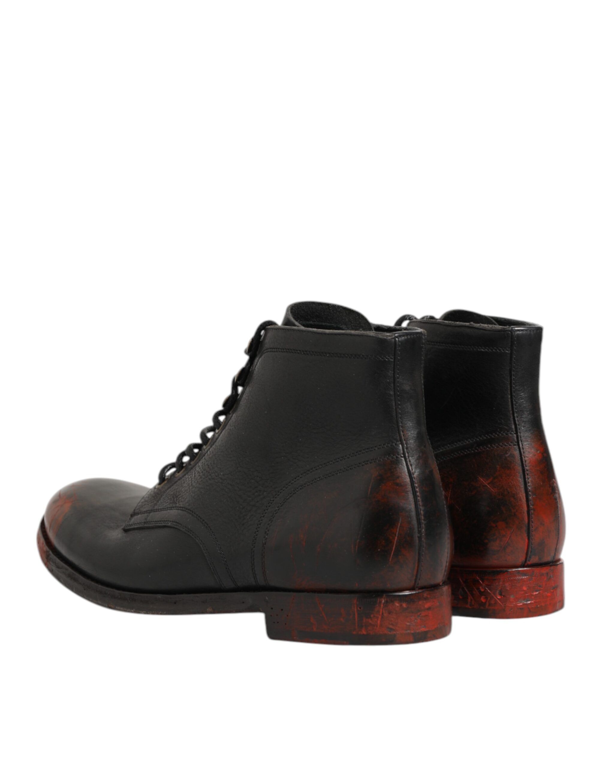Black Red Lace Up Short Ankle Boot Men's Shoes - Dolce & Gabbana - Modalova