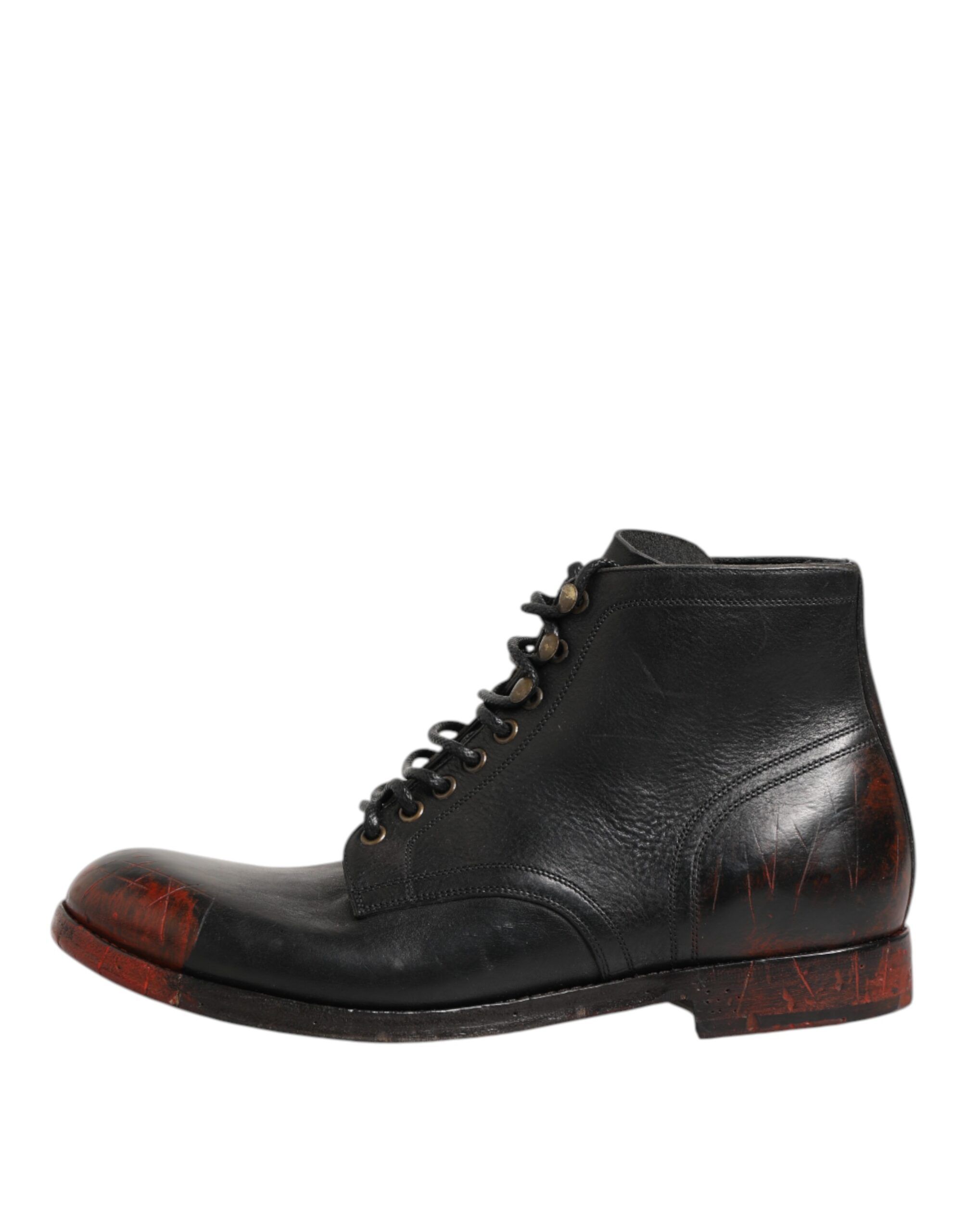 Black Red Lace Up Short Ankle Boot Men's Shoes - Dolce & Gabbana - Modalova