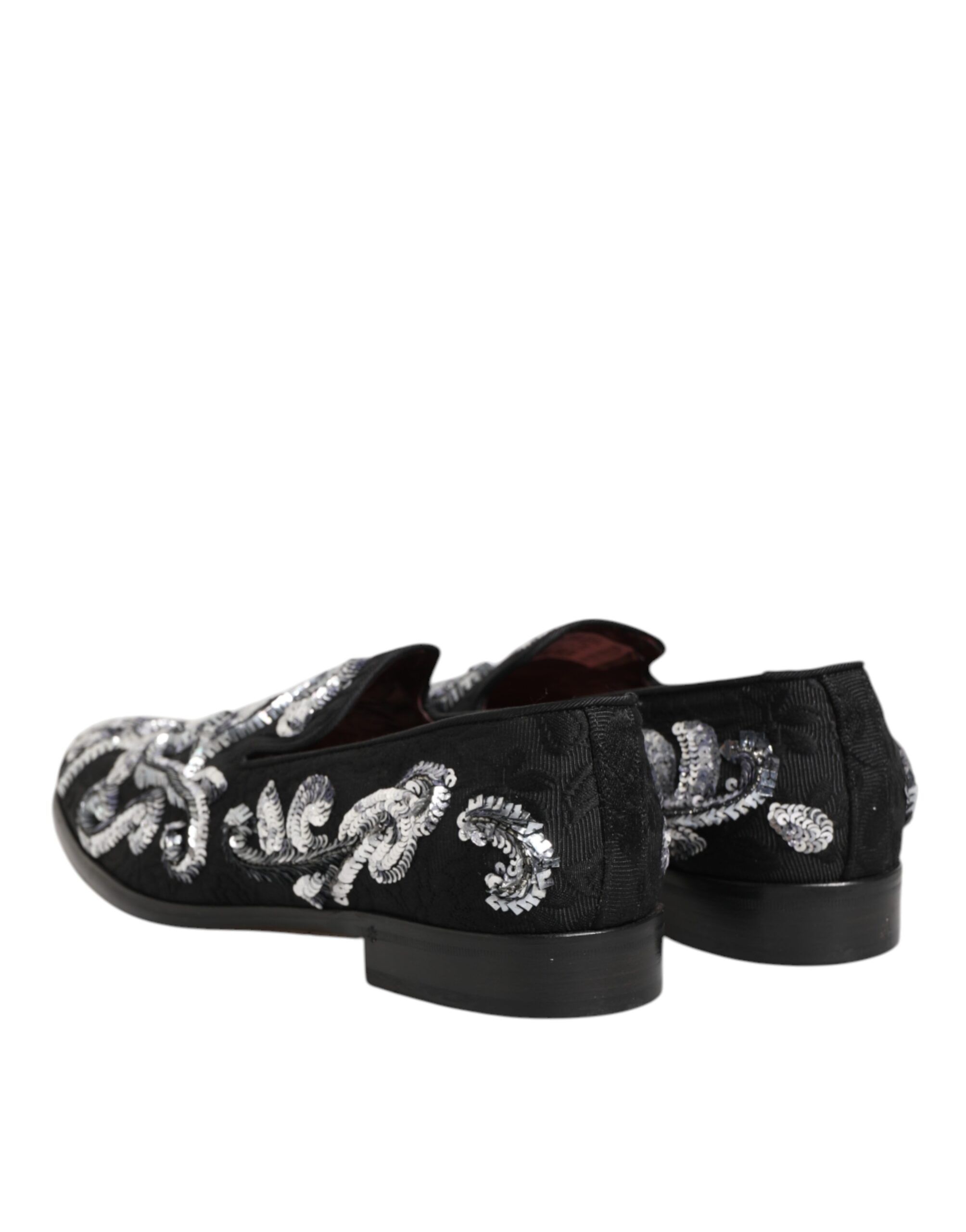 Black Silver Sequined Loafers Men Dress Men's Shoes - Dolce & Gabbana - Modalova