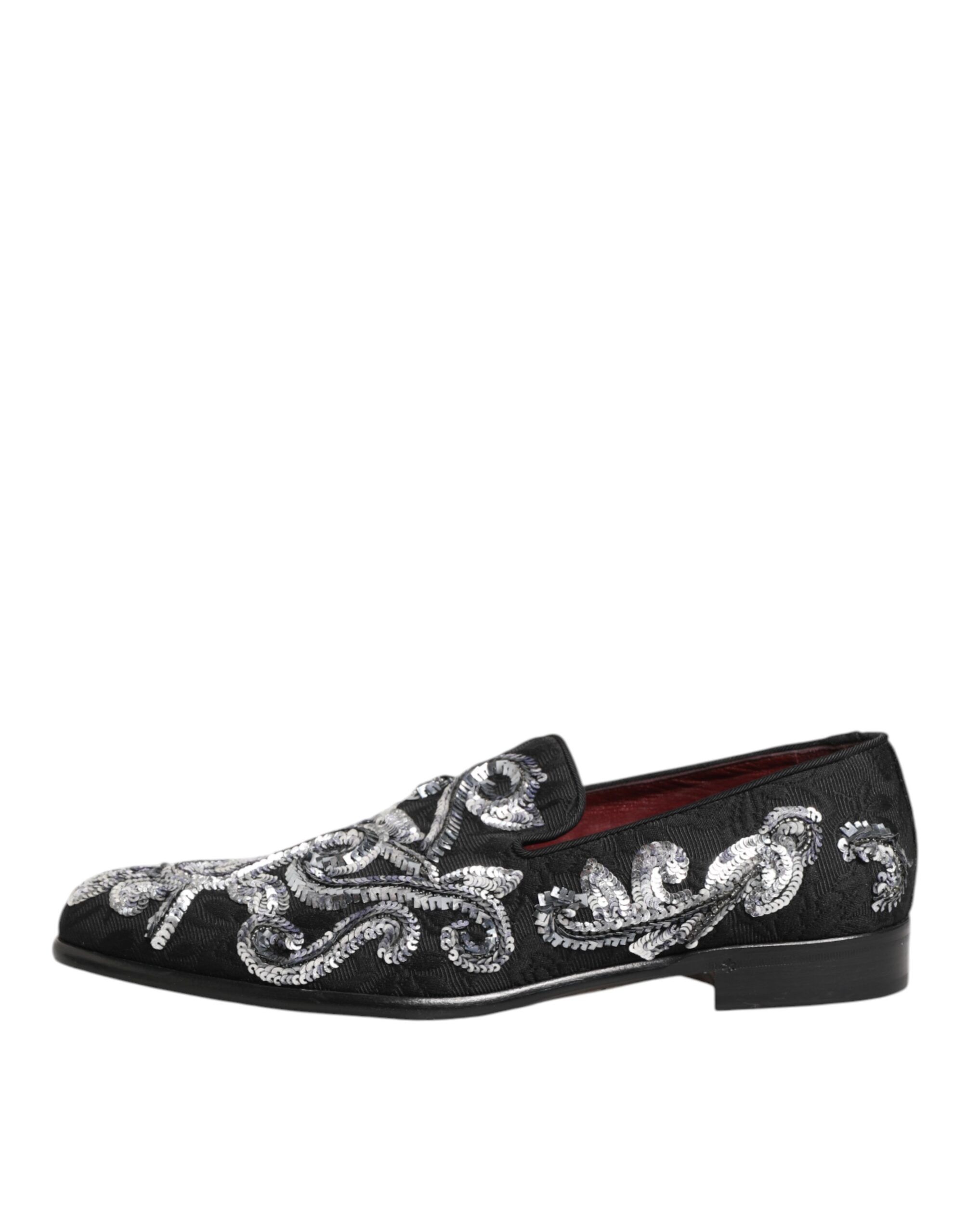 Black Silver Sequined Loafers Men Dress Men's Shoes - Dolce & Gabbana - Modalova