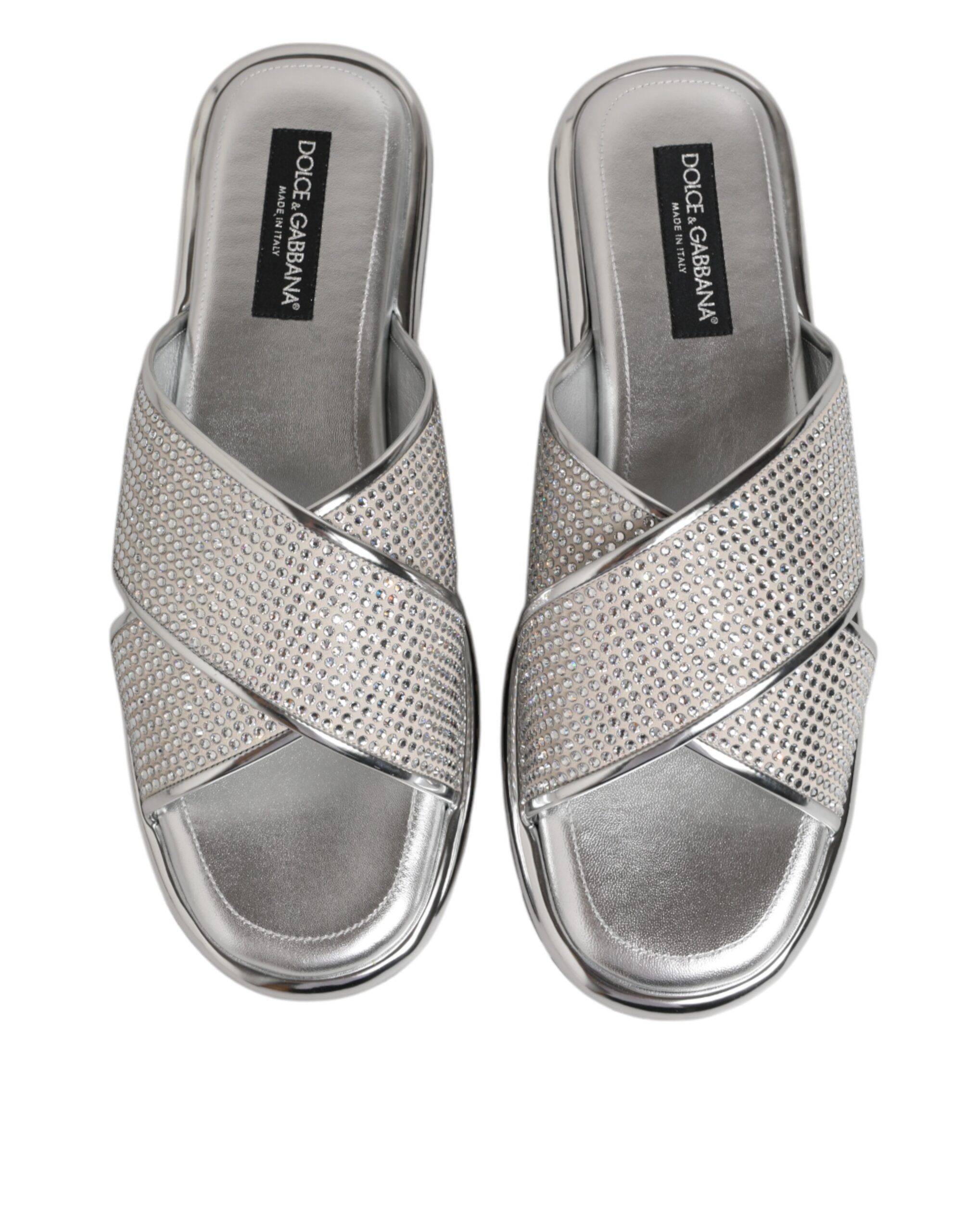 Strass Slides Flats Slippers Men's Shoes - Dolce & Gabbana - Modalova