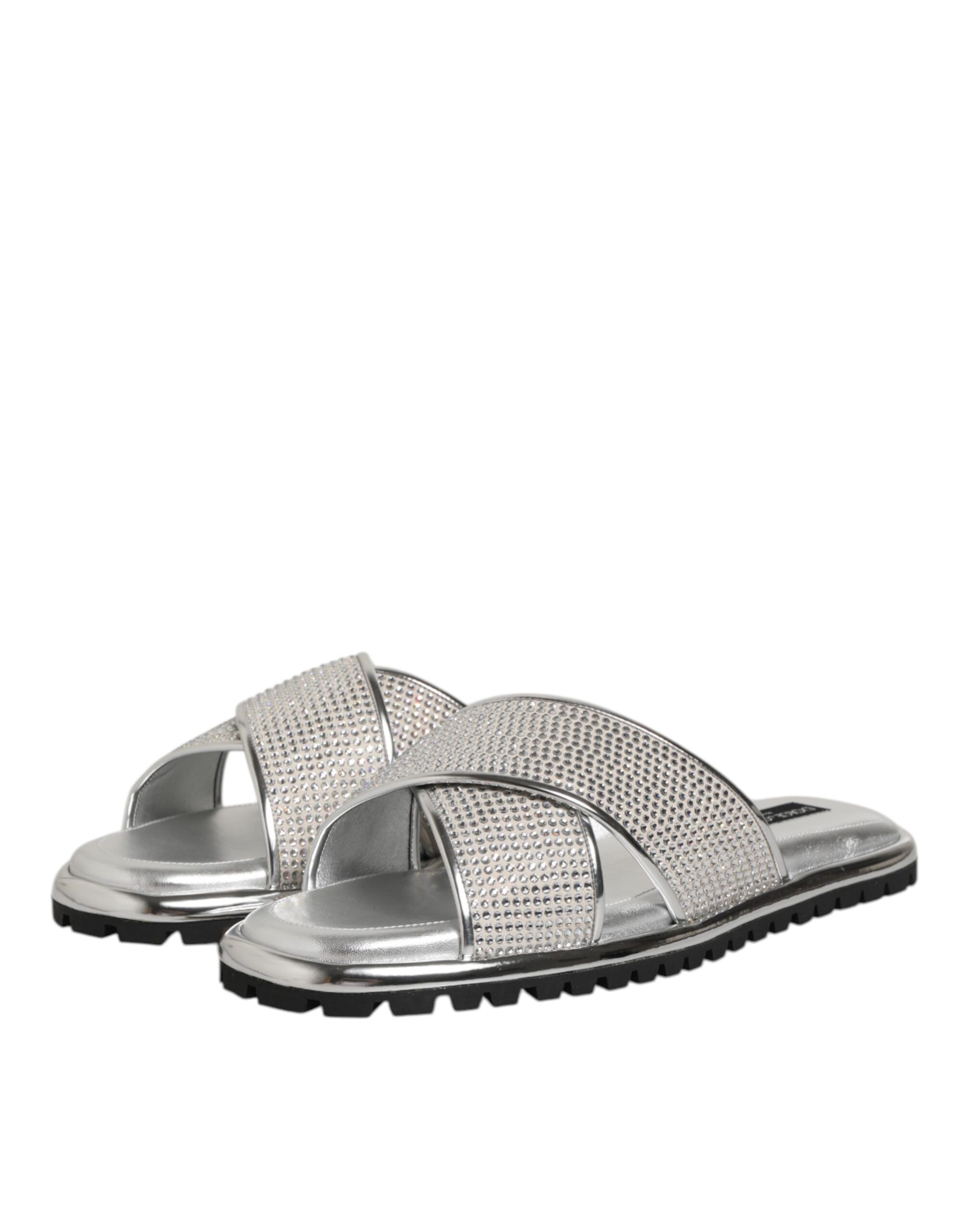 Strass Slides Flats Slippers Men's Shoes - Dolce & Gabbana - Modalova