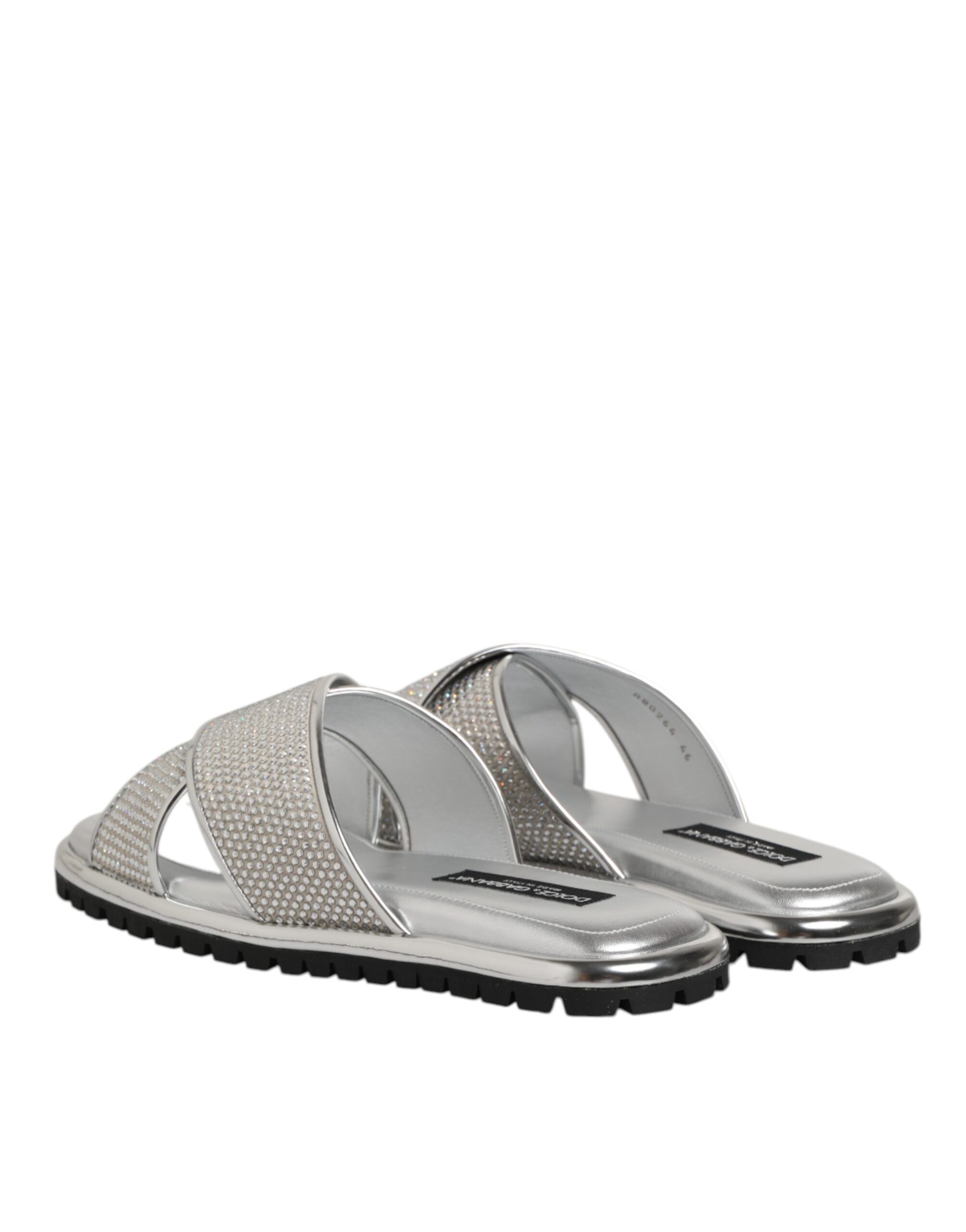 Strass Slides Flats Slippers Men's Shoes - Dolce & Gabbana - Modalova