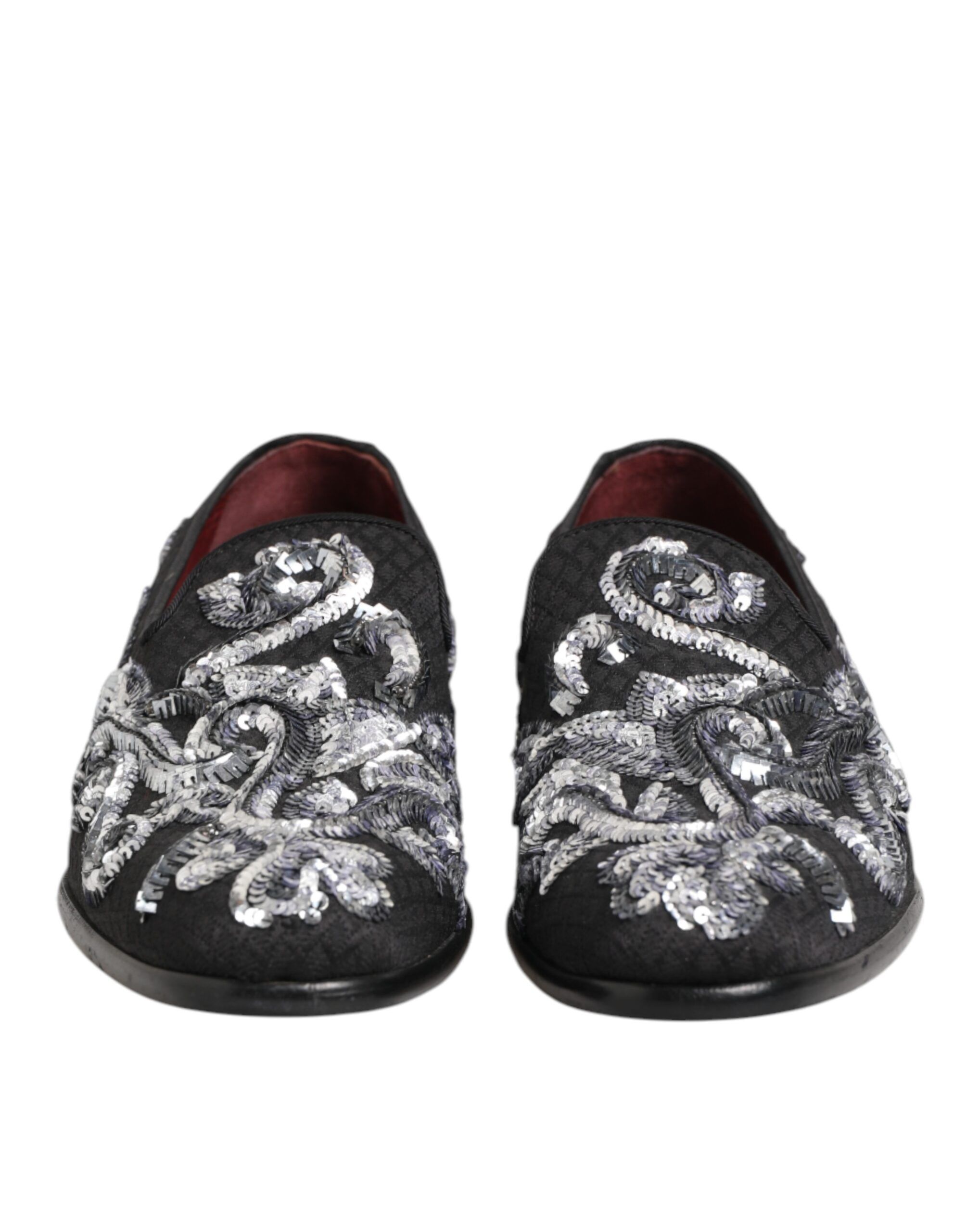 Black Silver Sequined Loafers Men Dress Men's Shoes - Dolce & Gabbana - Modalova